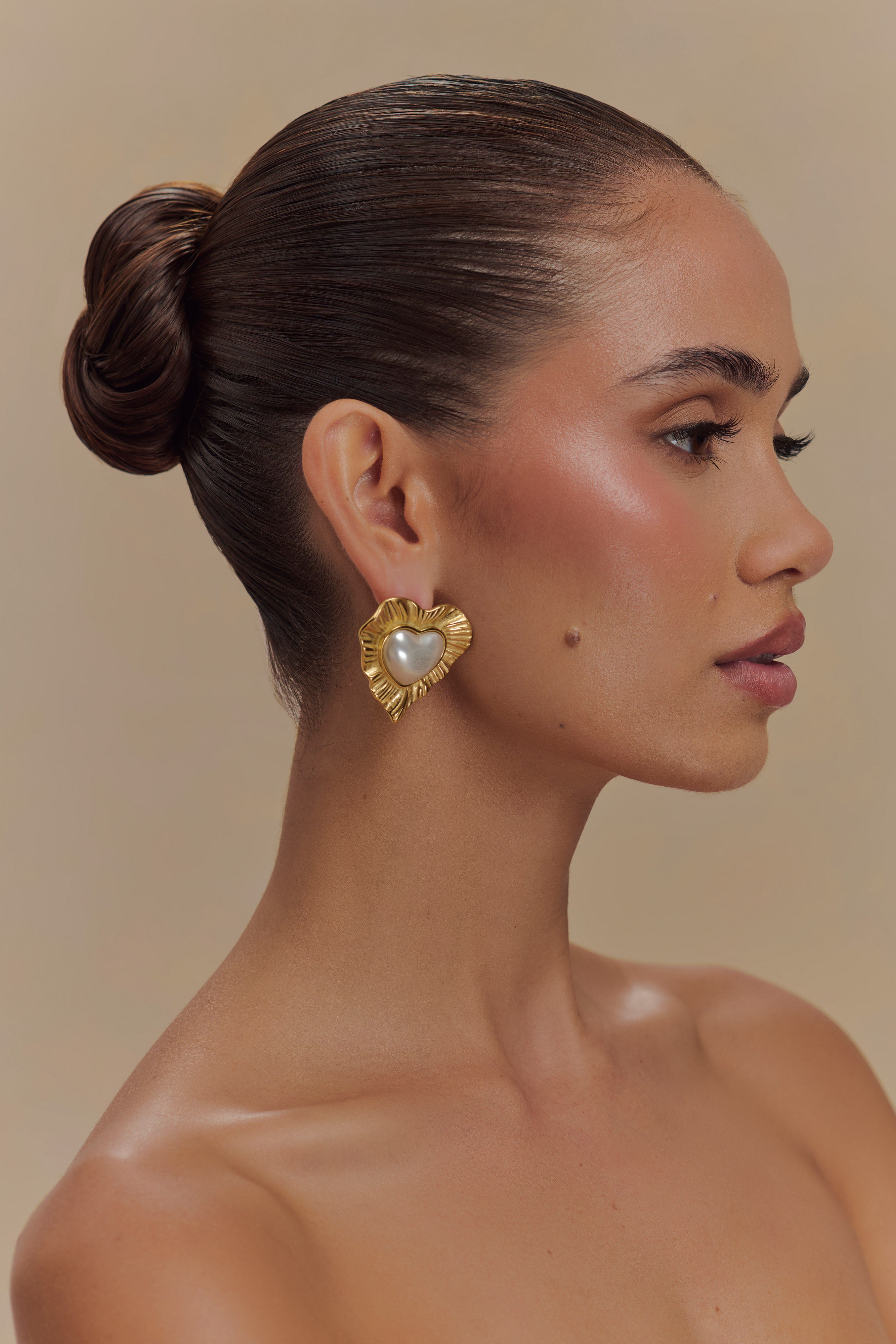 Heart To Heart Pearl Earrings - Gold、mySite、solidvoid