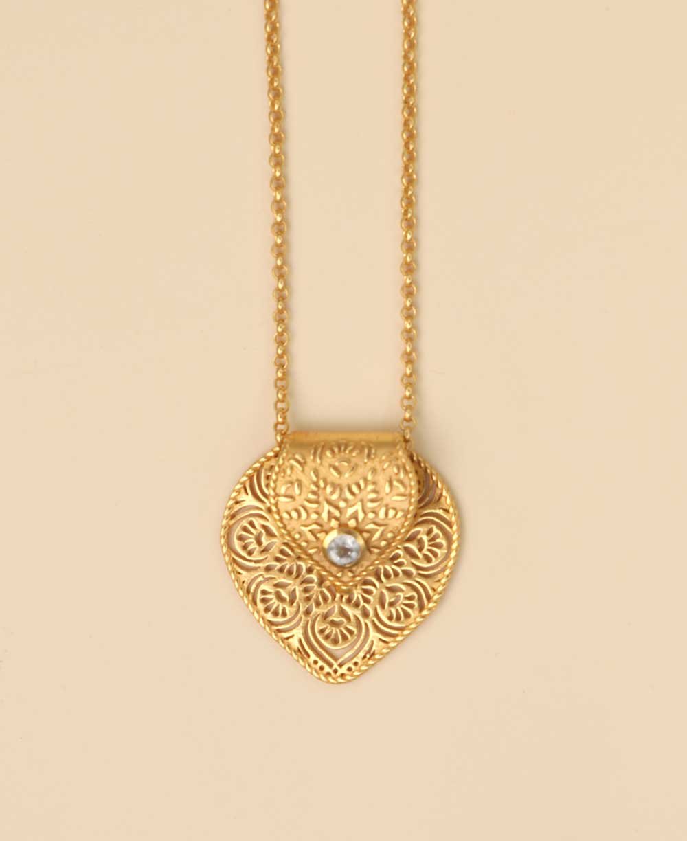 Birthstone Gemstone Gold Plated Brass Lotus Petal Mandala Necklace、mySite、topwebapps