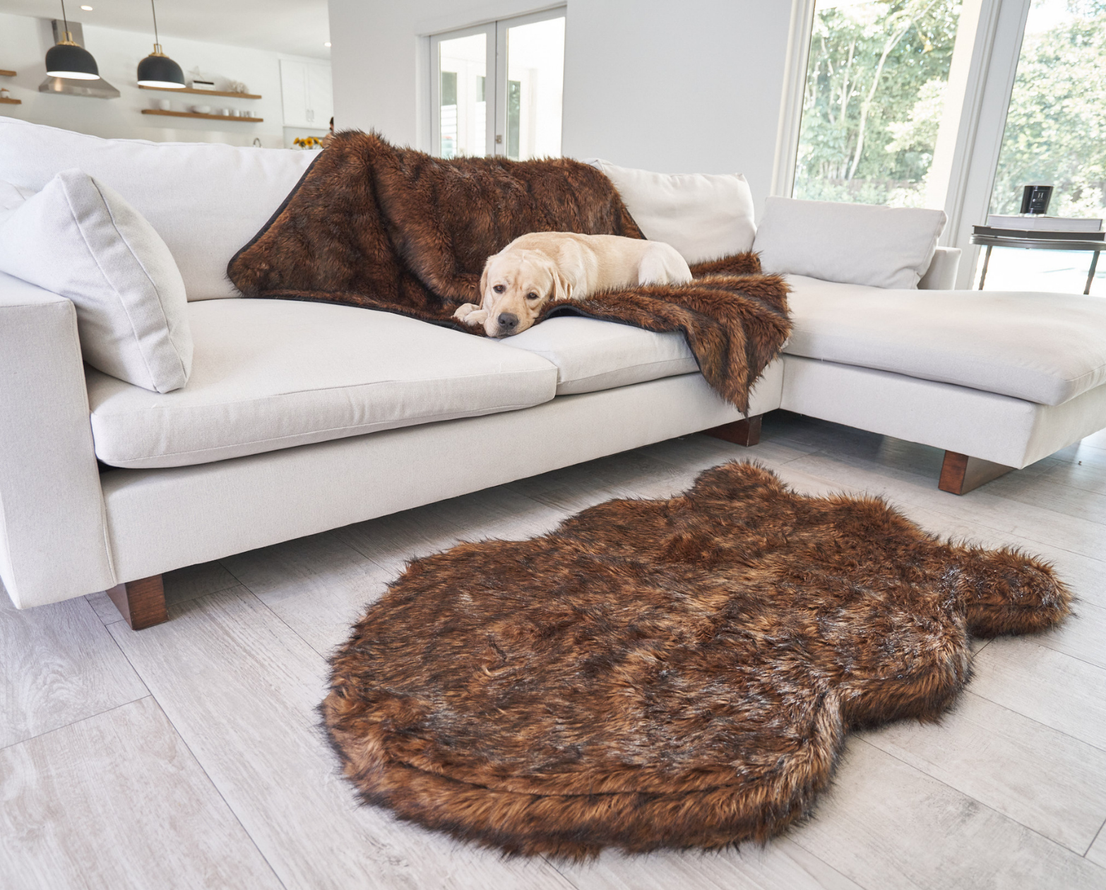 PupRug™ Orthopedic Bed + Matching Waterproof Blanket Bundle - Brown、mySite、solidvoid