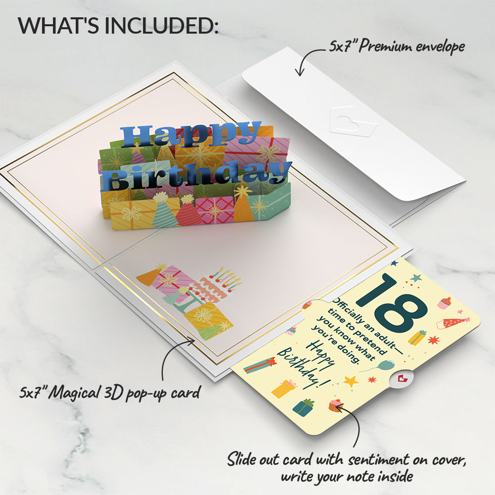 Wishing You a Happy 18th Birthday Pop-Up Card and Sentiment Set、mySite、solidvoid