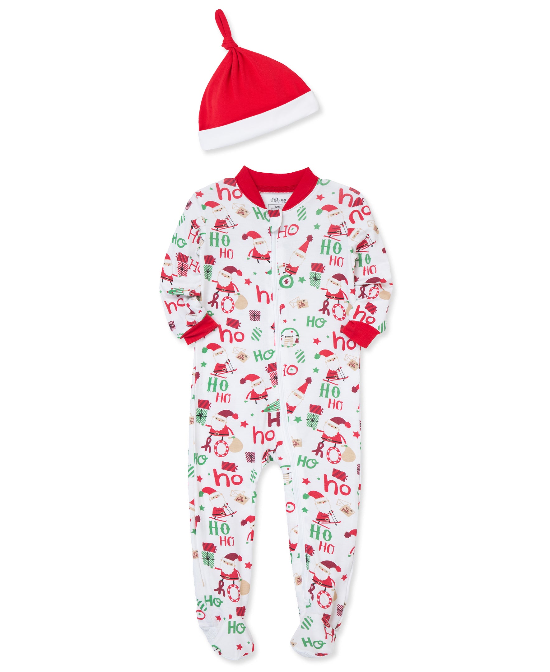  Ho Ho Ho Zip Front Footie & Hat (12M-24M)、mySite、layawaytickets