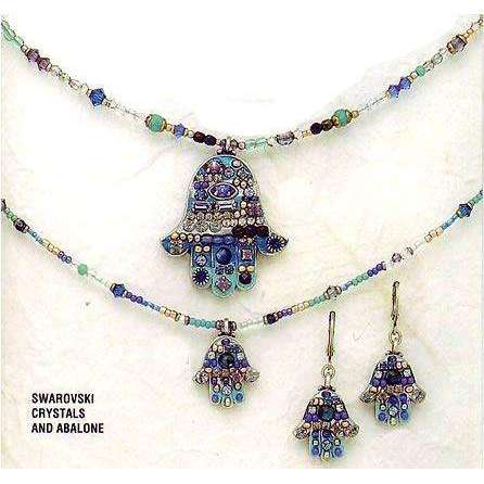 Michal Golan Hamsa Necklace - Abalone & Crystal、mySite、topwebapps