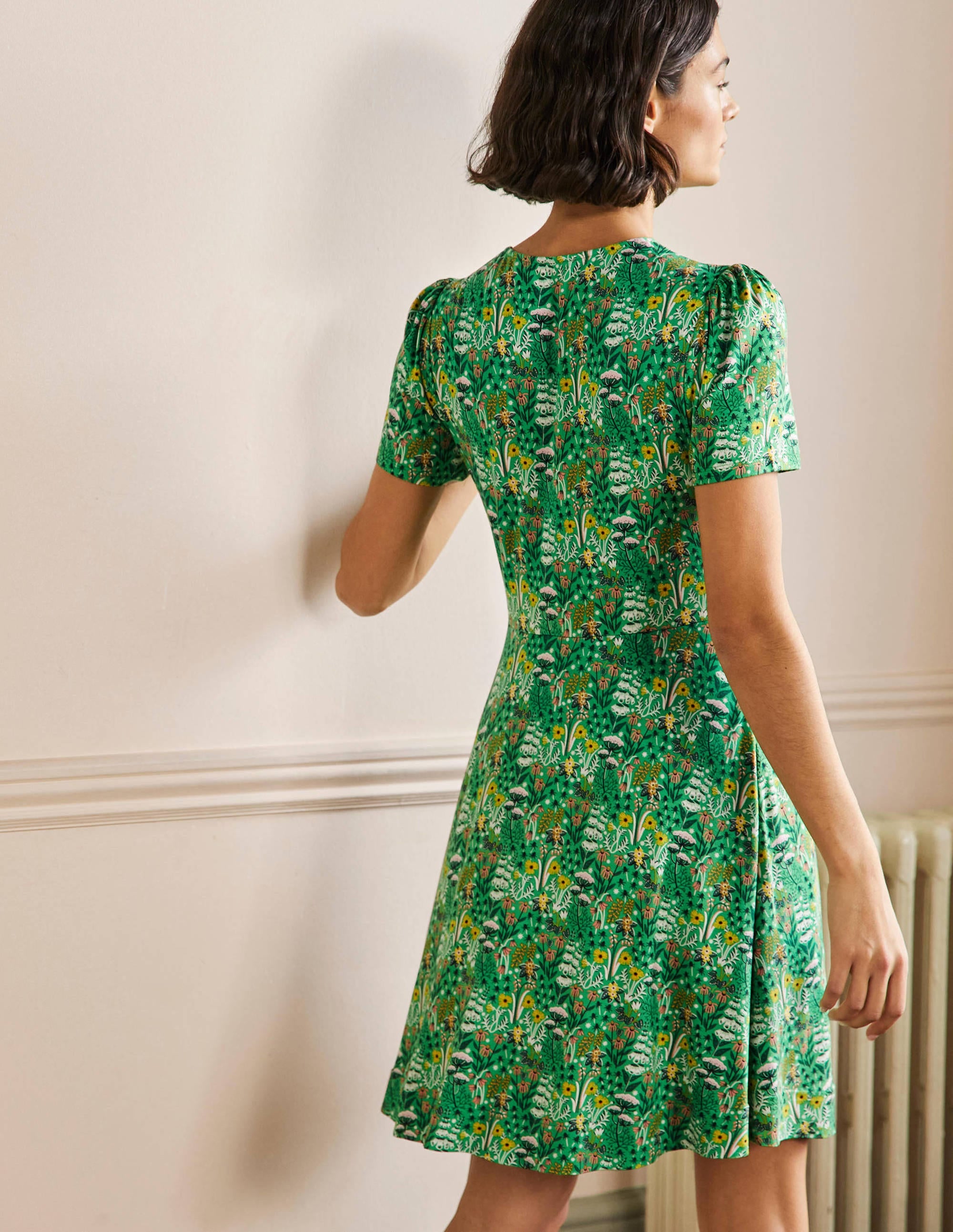  Crew Neck Jersey Dress-Rich Emerald, Wildflower Bloom、mySite、ashleygrahame