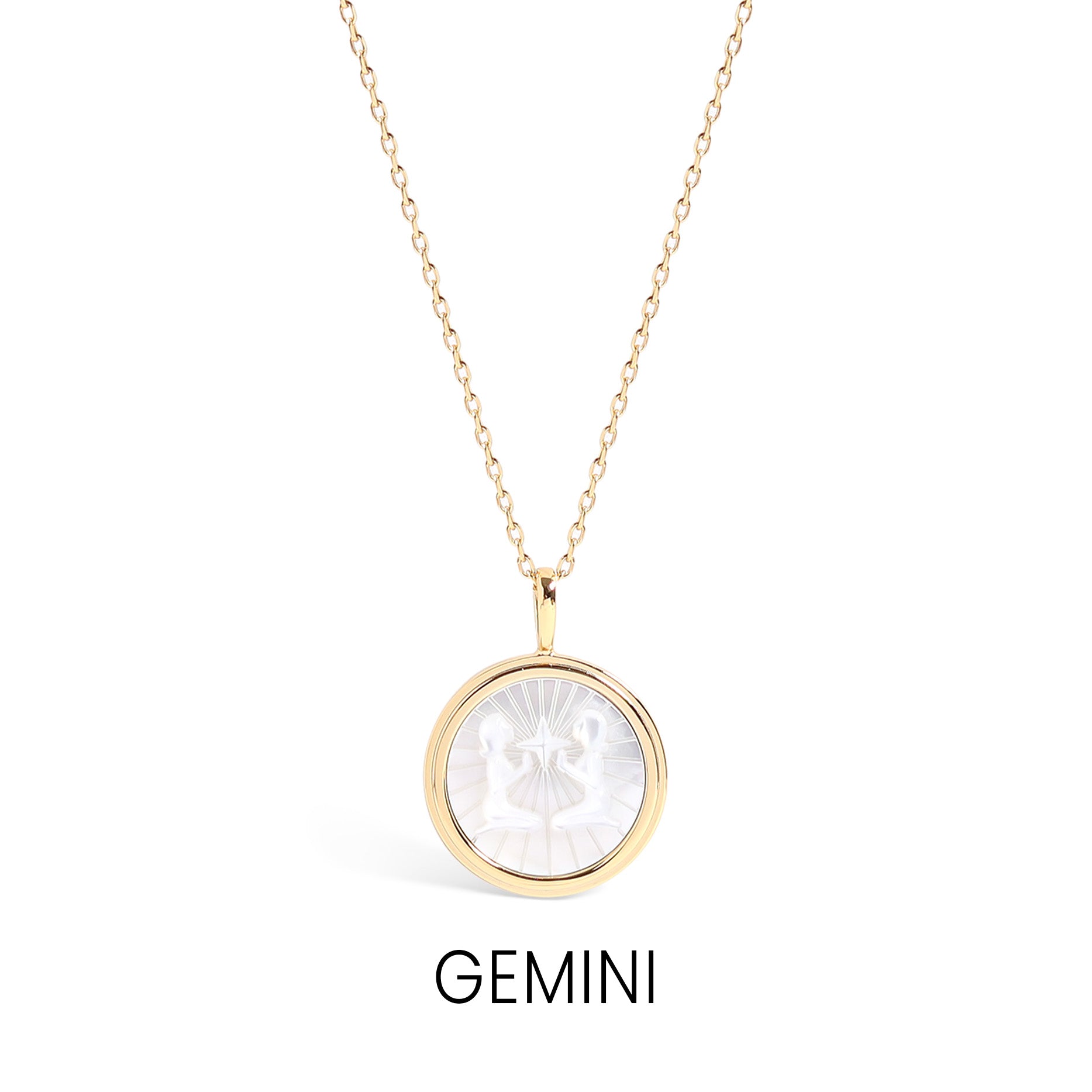 14K Gold Plated Sterling Silver Mother of Pearl Zodiac Pendant Necklace / SBB0354、mySite、dreamappss