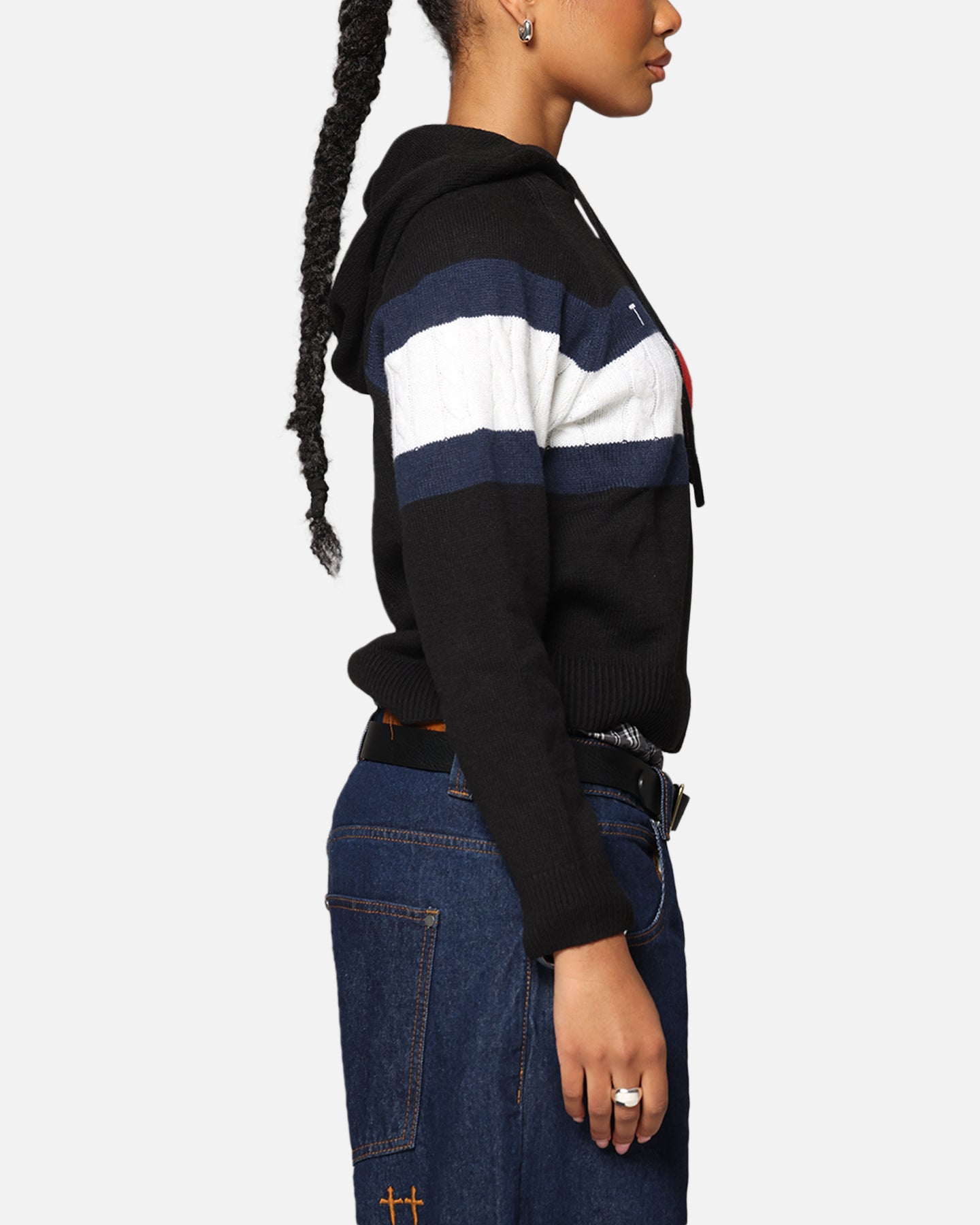 Tommy Jeans Women's TJW Center Flag Hoodie Sweater Black、mySite、zt4zffjzw