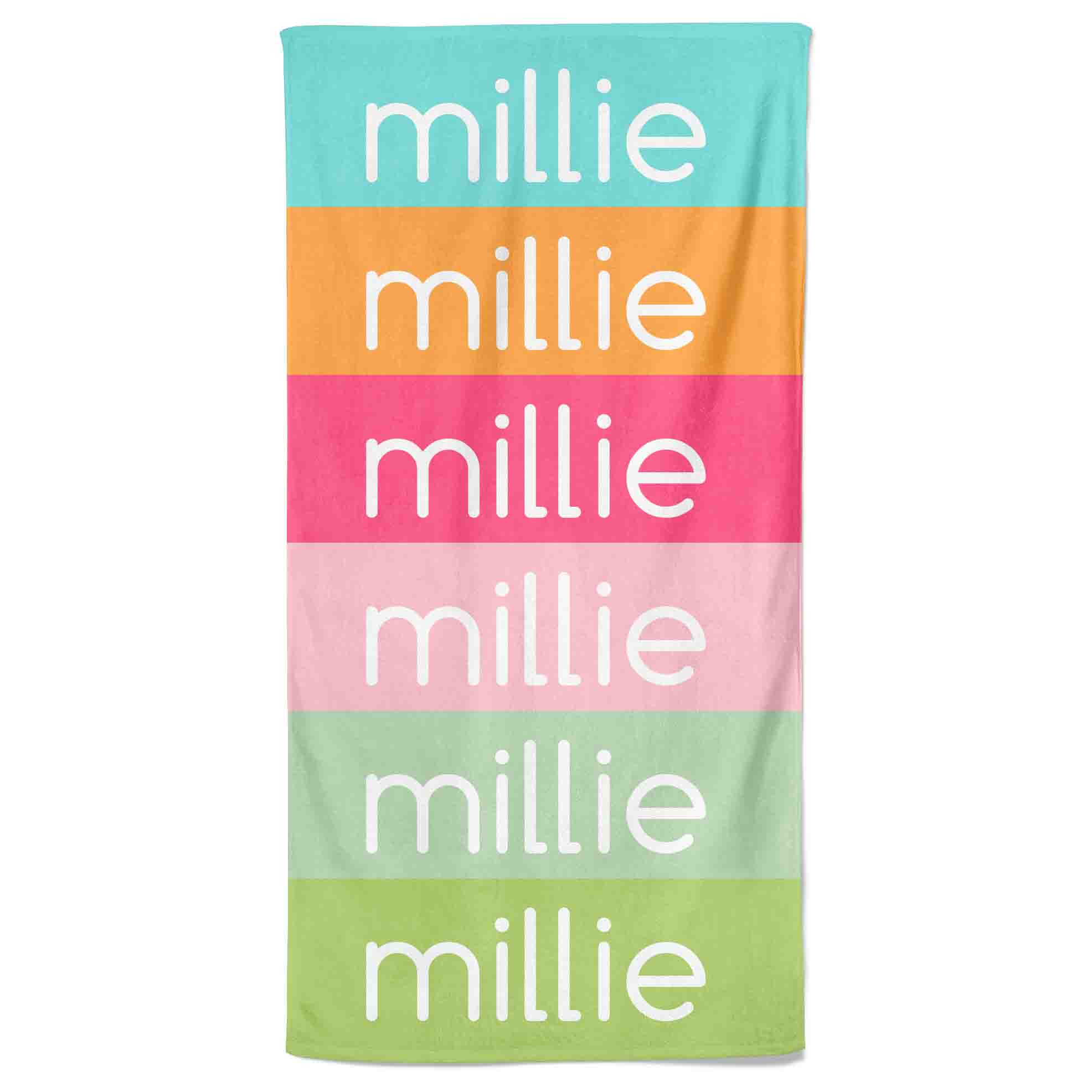  Bright Ombre Personalized Kids Beach Towel、mySite、layawaytickets