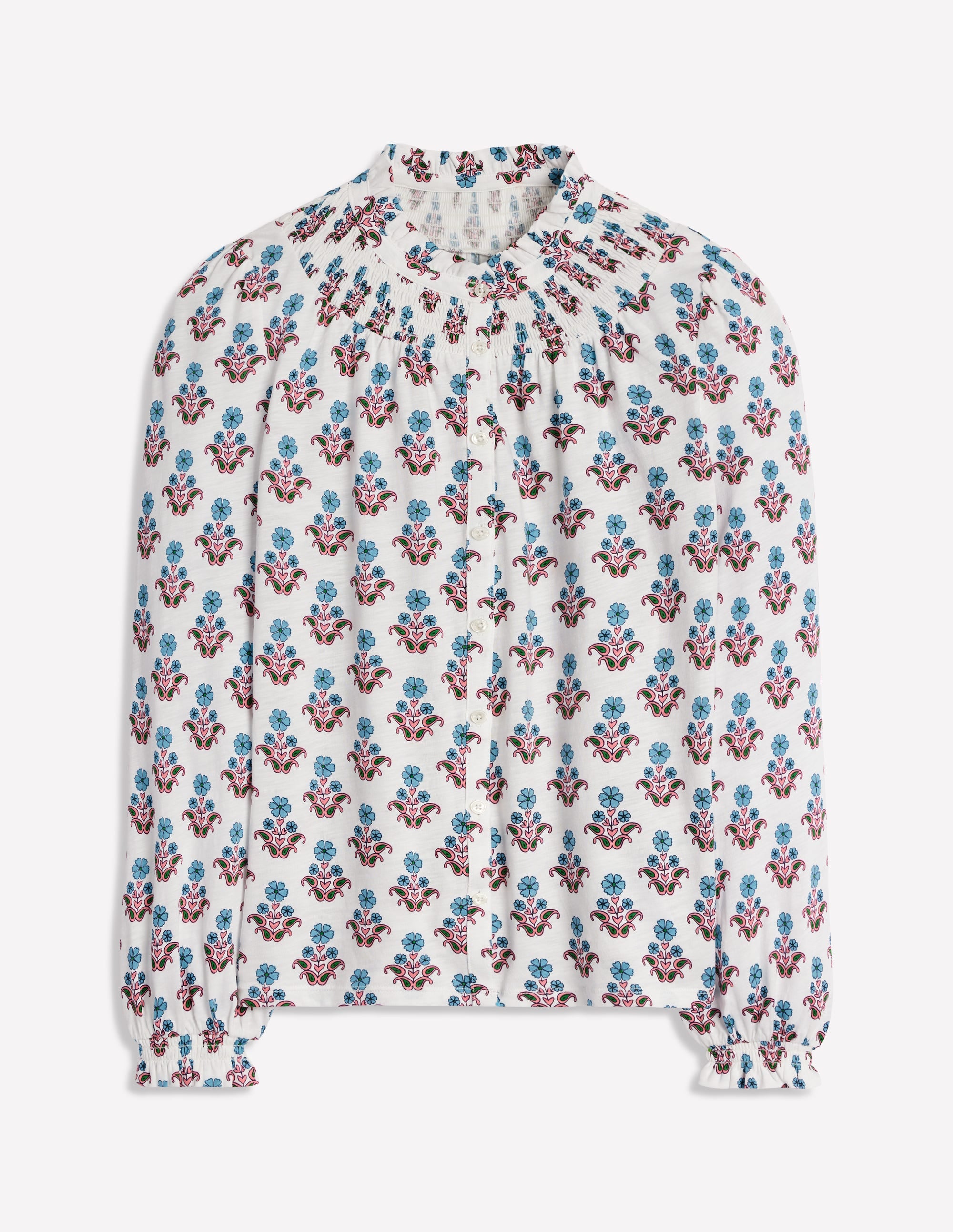  Fay Smocked Jersey Shirt-Ivory Pansy Stamp、mySite、ashleygrahame