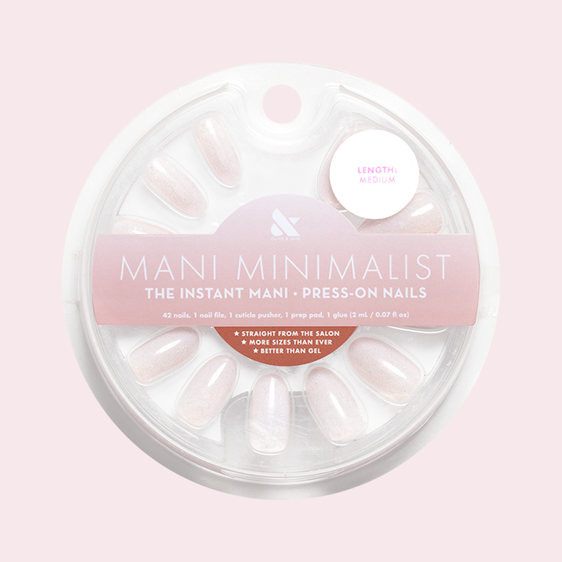 Milky Micro Glitter - Press-On | Medium | Oval、mySite、solidvoid