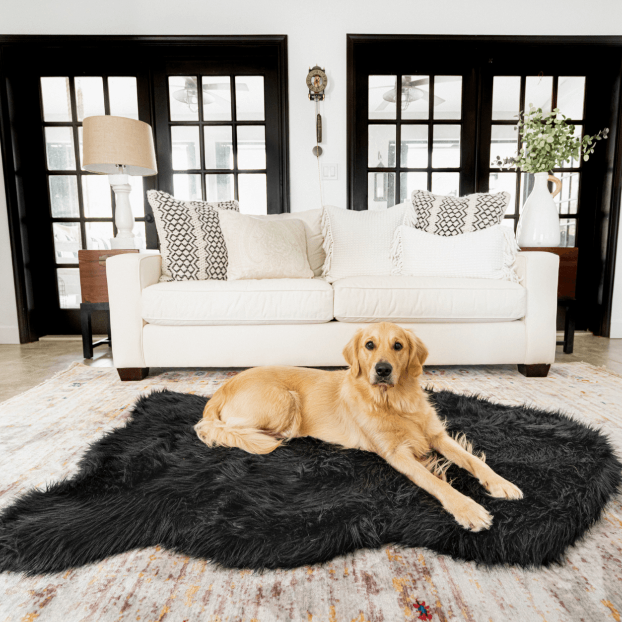 PupRug by Paw.com™ Faux Fur Orthopedic Dog Bed - Curve Midnight Black、mySite、solidvoid