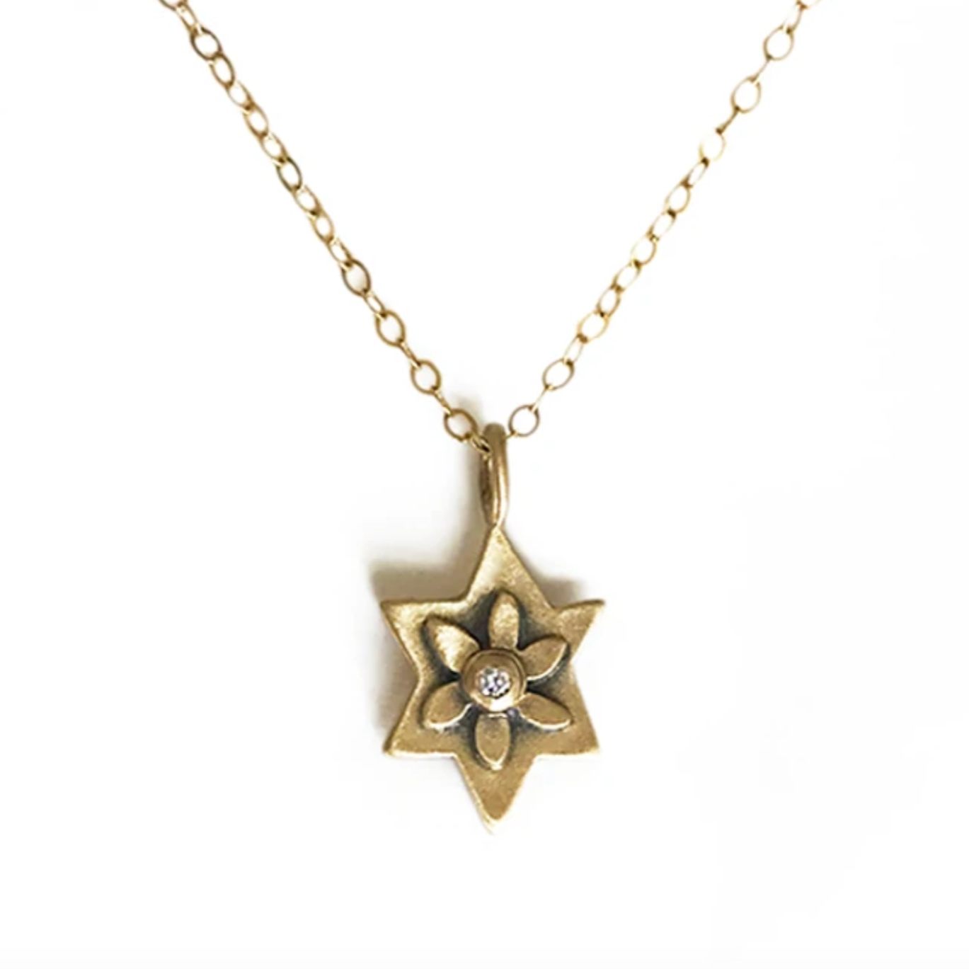 14k Gold Botanical Star of David Necklace by Emily Rosenfeld - Choice of Gemstone、mySite、topwebapps