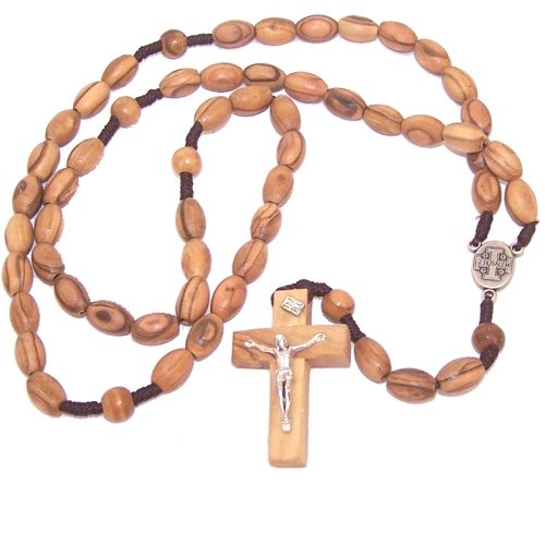  Long Threaded olive wood Rosary with 12mm oval beads and Soil Center - Velvet...、mySite、elrpsem3k
