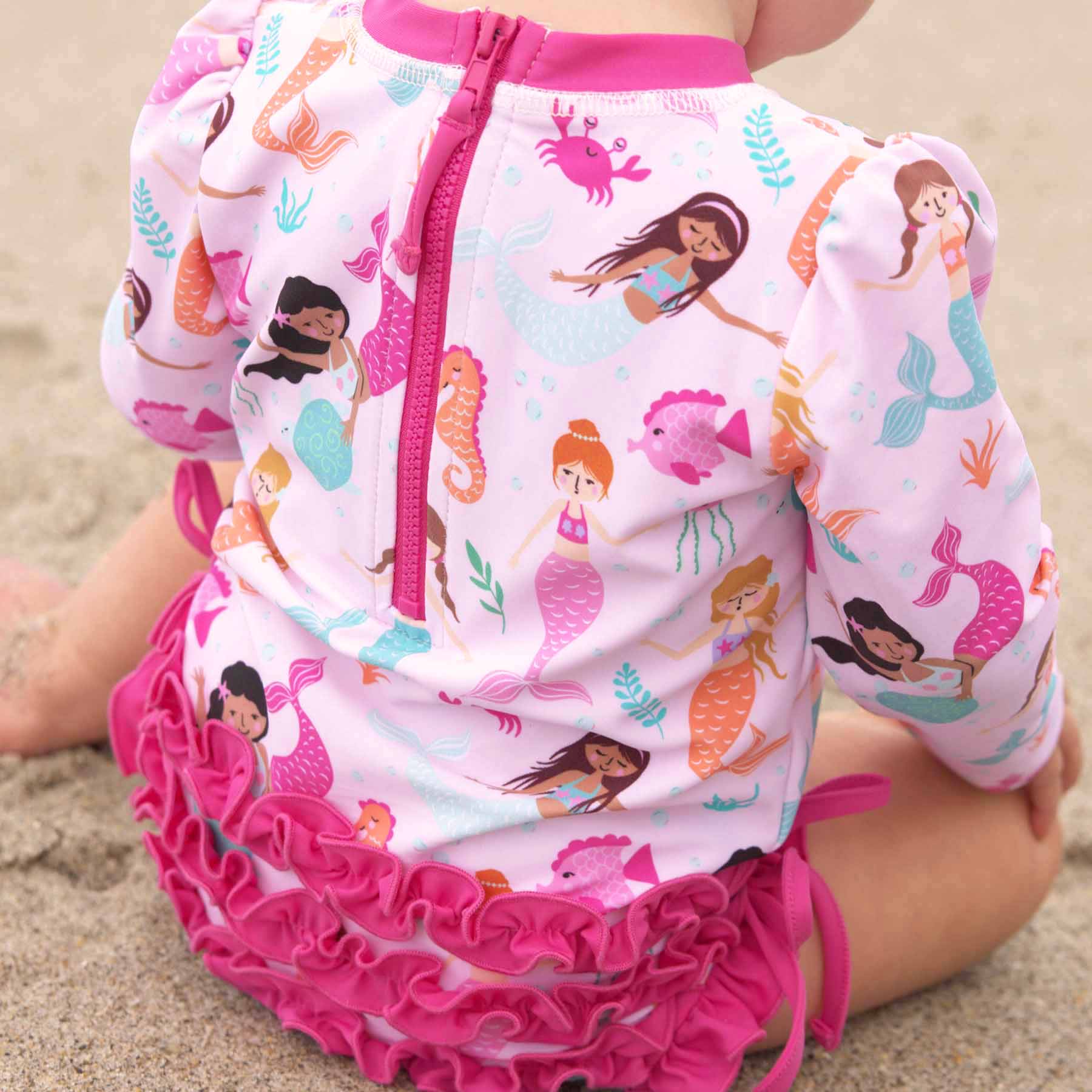  Long Sleeve Rash Guard With Ruffle Bottom | Under The Sea、mySite、layawaytickets