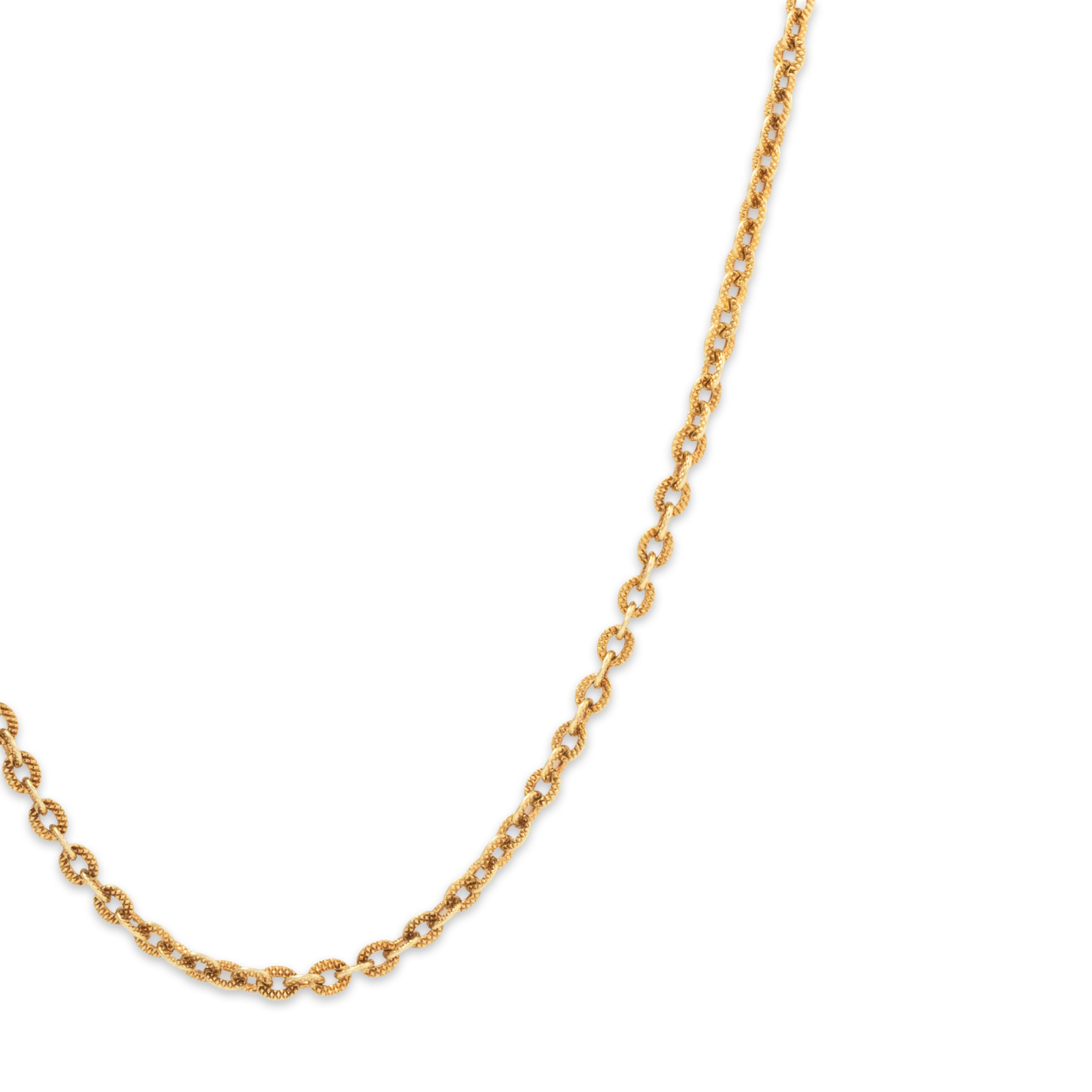 Vintage Long Italian 14k Yellow Gold Textured Links Necklace 26、mySite、hinf8tx79