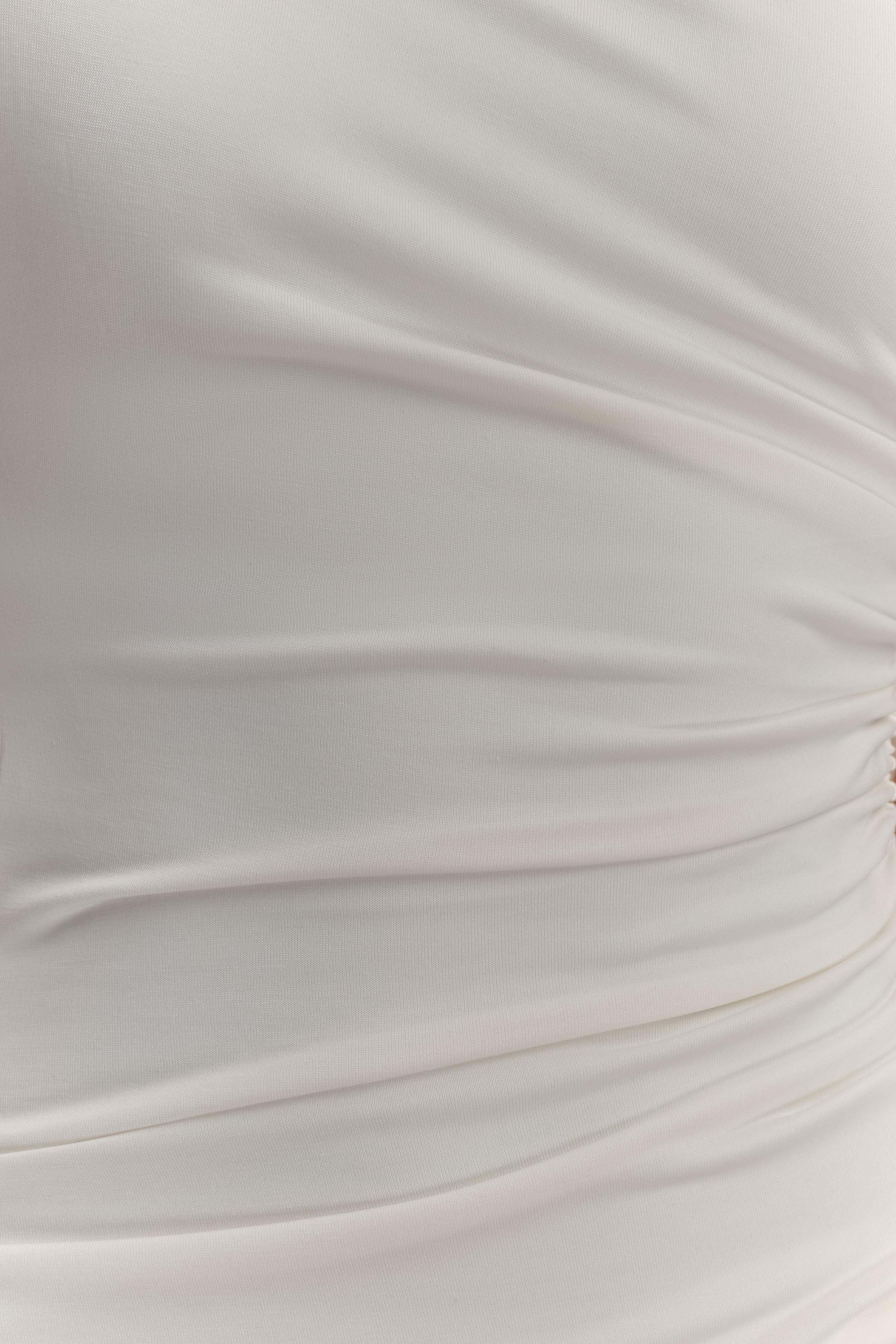 Chloe Peached Jersey One Shoulder Midi Dress - Ivory、mySite、solidvoid