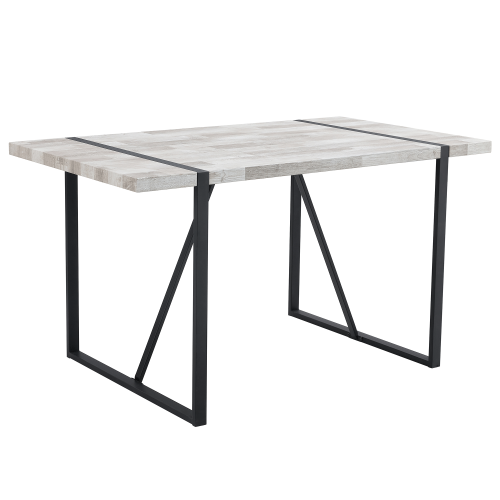 Rustic Industrial Rectangular Wood Dining Table For 4-6 Person, With 1.5" Thick Engineered Wood color Tabletop and Black Metal Legs,Desk For Kitchen Dining Living Room, 55.1" x 31.4"x 29.9"1529W115172、、casual