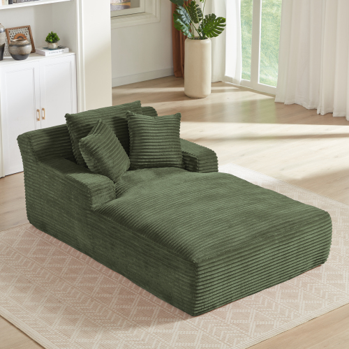  Oversized Chaise Lounge Chair Indoor, Corduroy Upholstered Modern Sofa Couch,No Assembly Required,Comfy Sleeper Sofa for Living Room,Office、、yumabirdnaturehistoryfestival