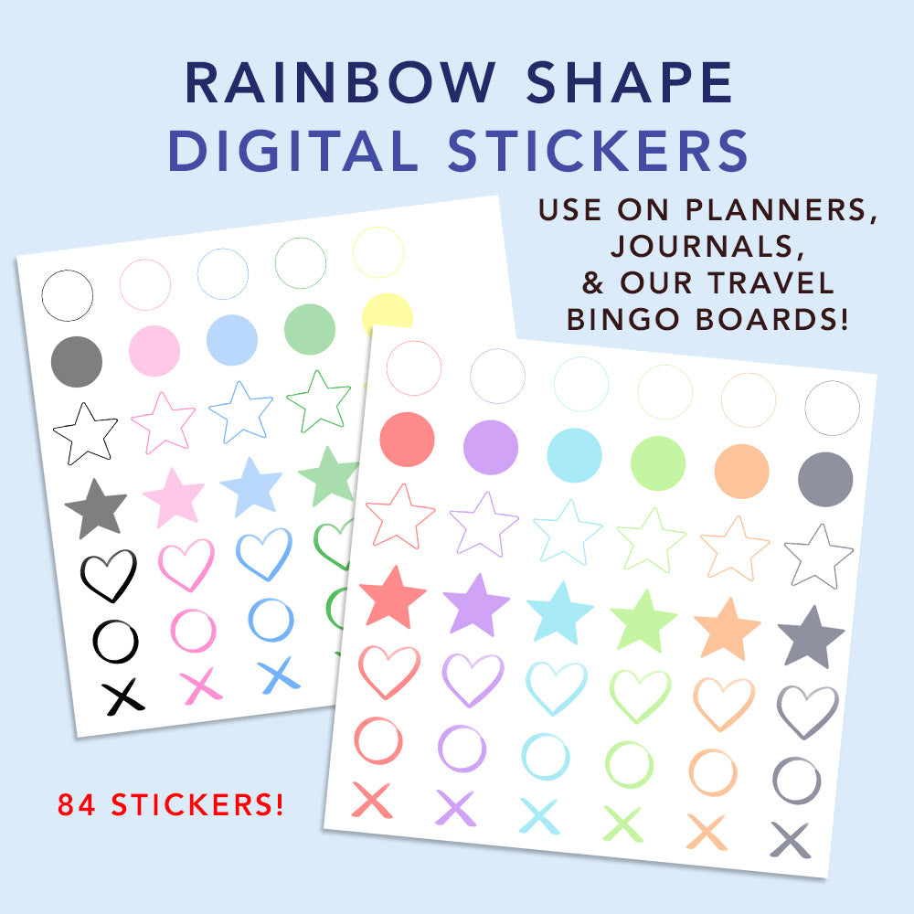 FREE Rainbow Shapes Stickers for Digital Journals, Planners & Bingo Boards、mySite、garagedoors4me