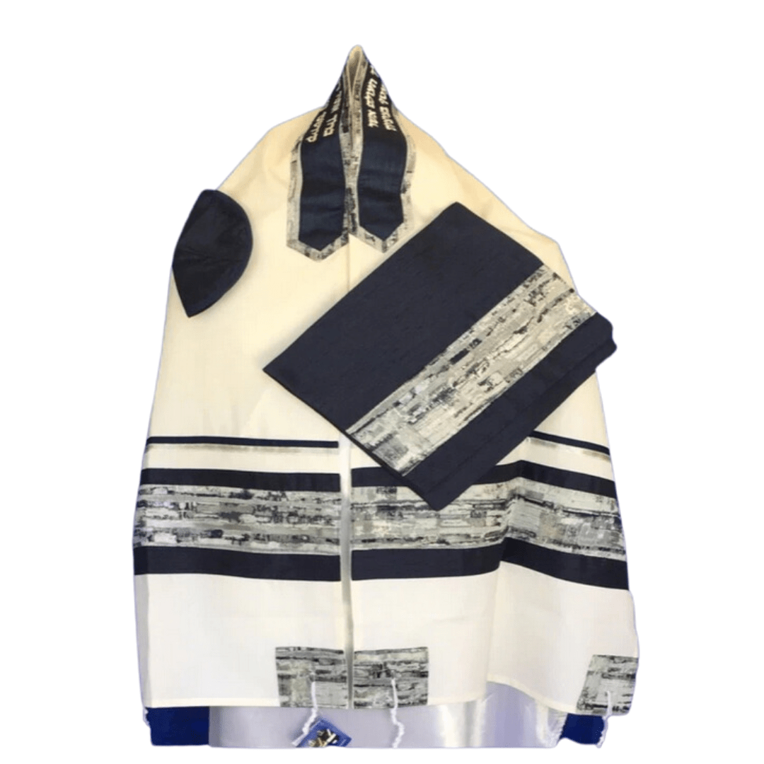  Navy White & Silver Abstract Tallit、mySite、elrpsem3k