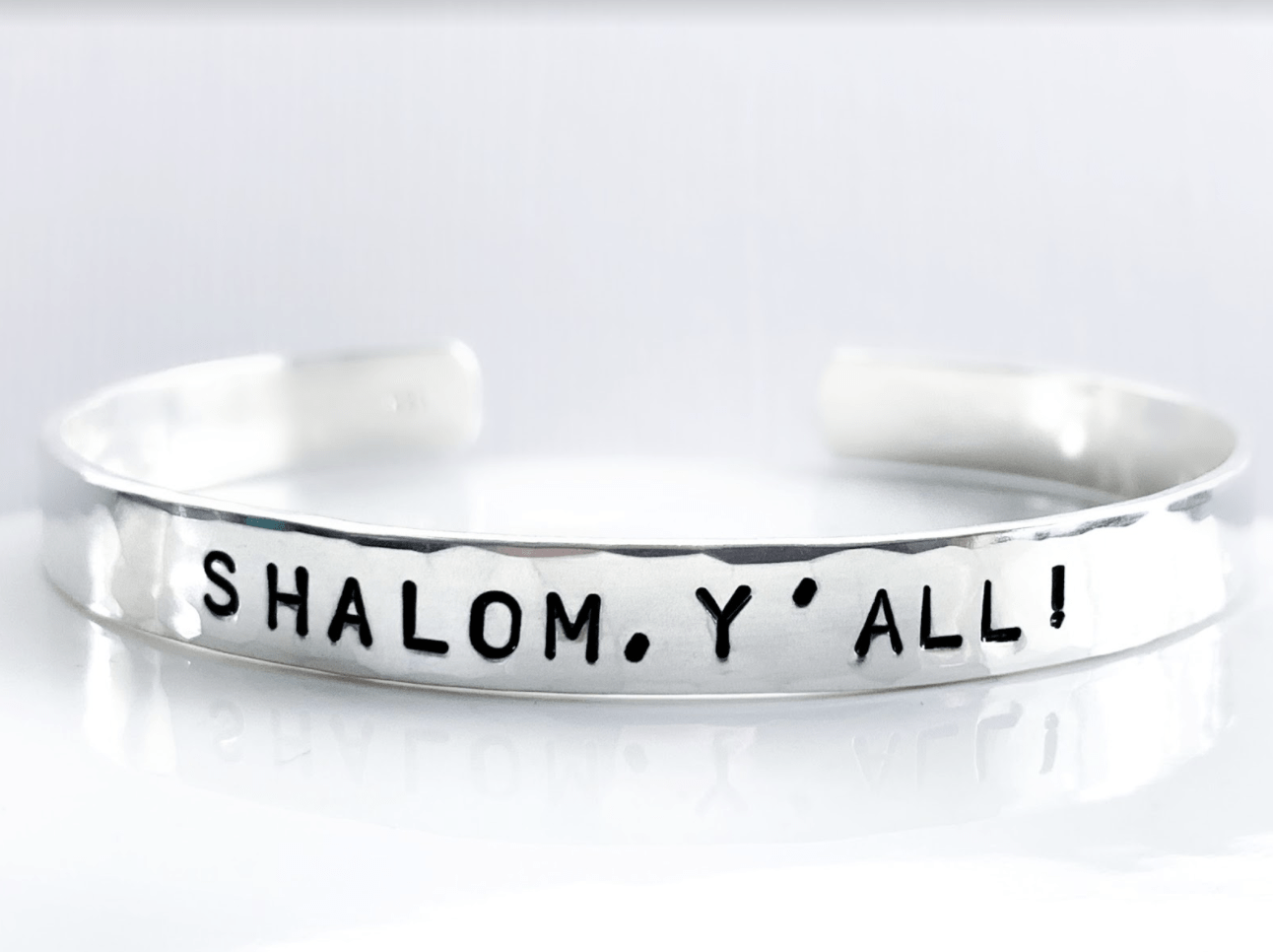 Shalom Y'all! Hammered Cuff Bracelet - Sterling Silver、mySite、topwebapps