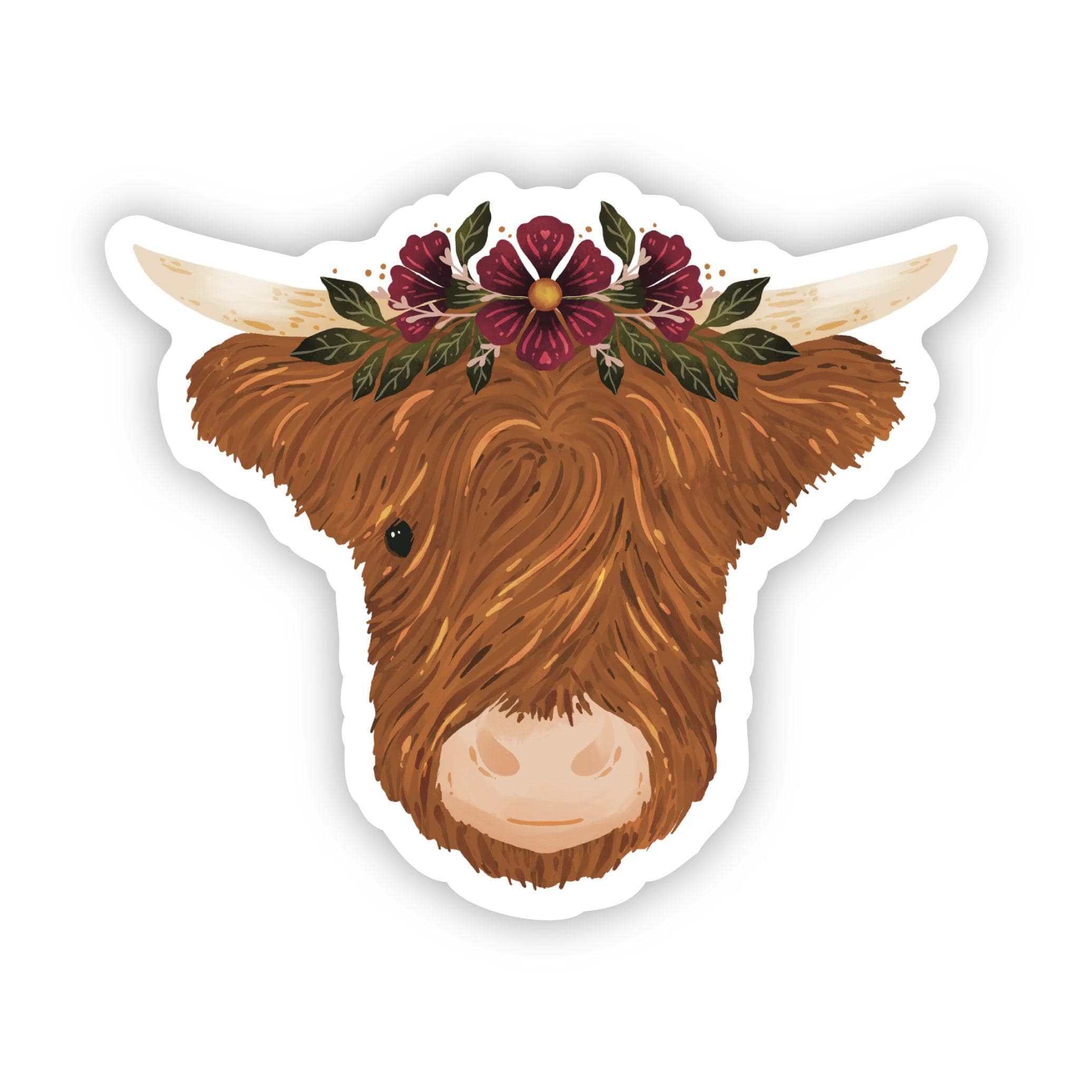  Highland Cow & Flower Crown Sticker、mySite、elrpsem3k