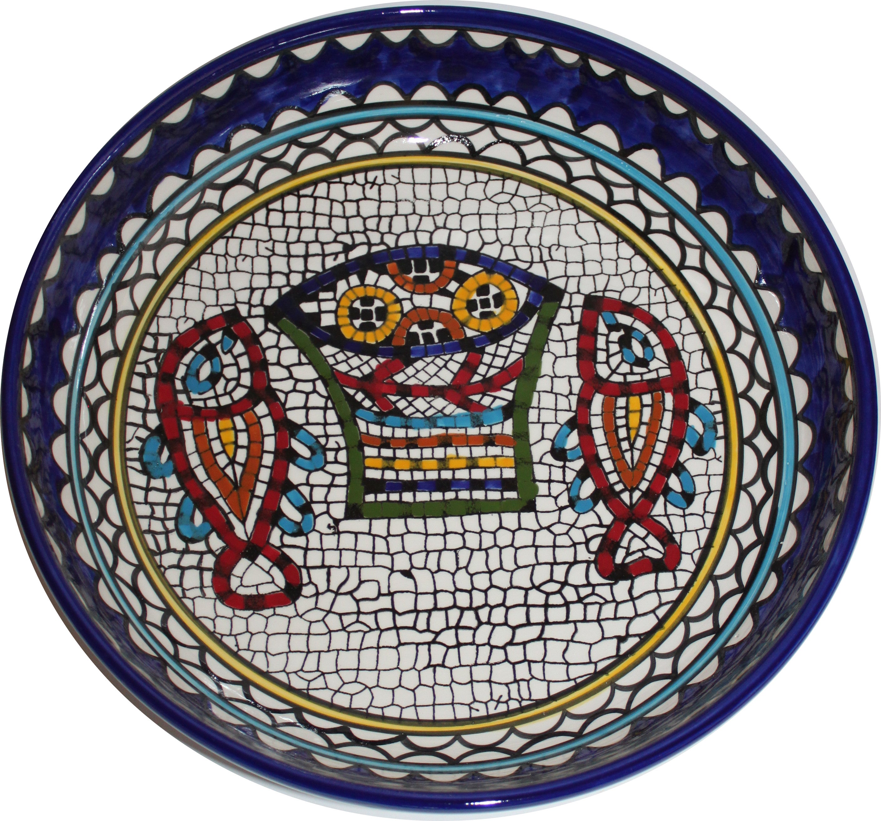 Holy Land Market Tabgha or Fish and Bread Multiplication Miracle Armenian Ceramic Bowl - Large (12 inches or 30cm in Diameter)、mySite、topwebapps