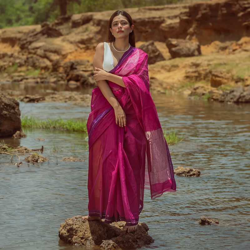 Chanderi Silk Cotton Pink Saree、mySite、camillekostekn