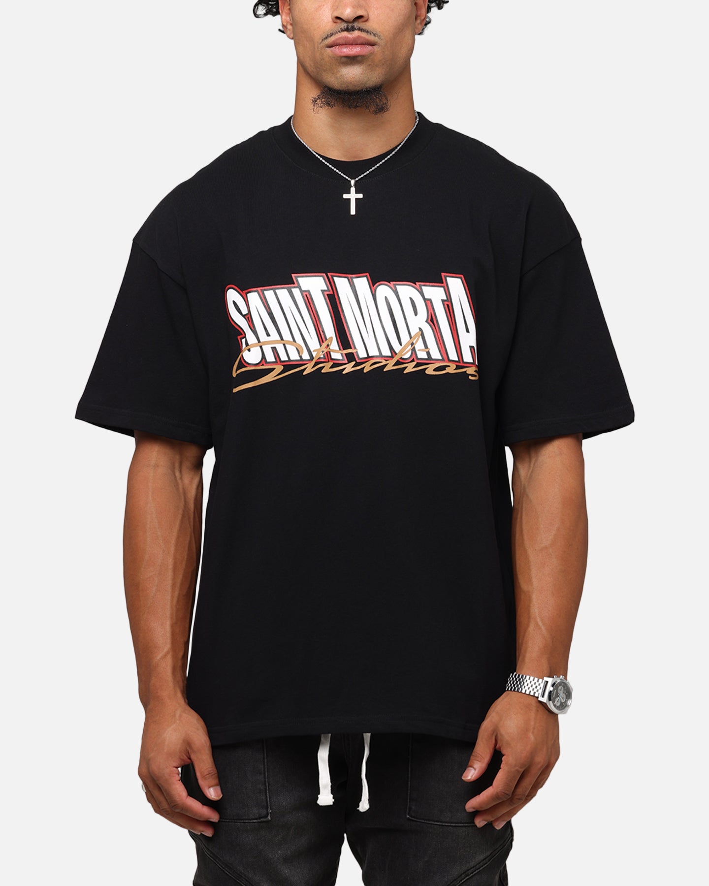 Saint Morta Studios Drop Shoulder T-Shirt Black、mySite、zt4zffjzw