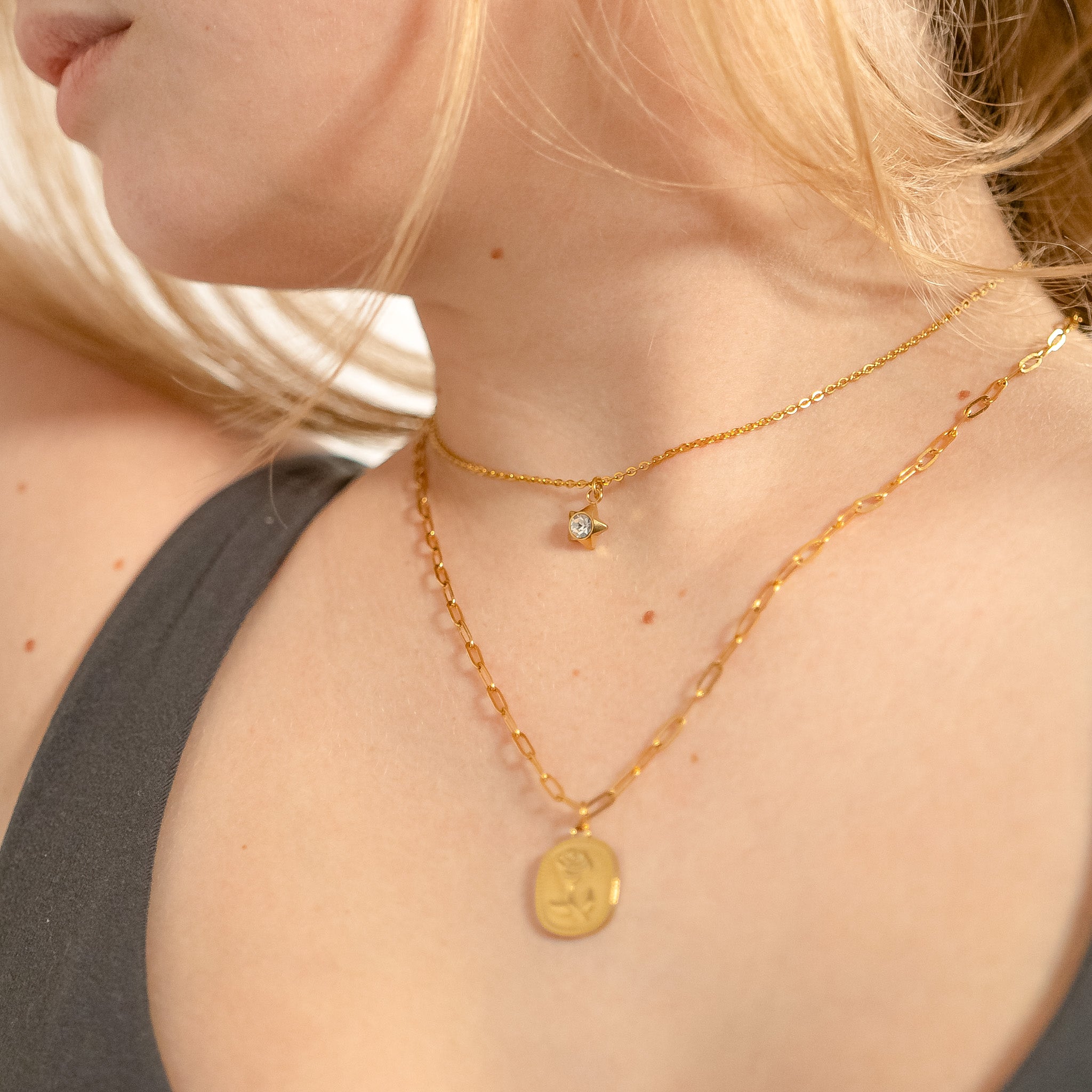 18K Gold PVD Stainless Steel Star with Cubic Zirconia Charm / PDL0112、mySite、dreamappss