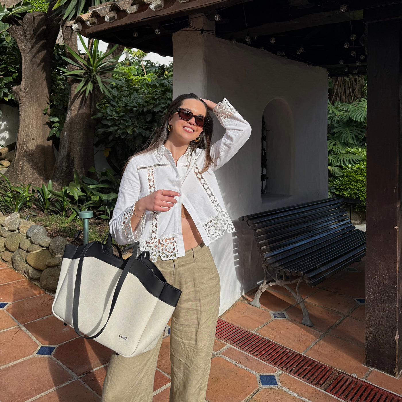 Tote Bag, Beige, Black Colour、mySite、botmansion