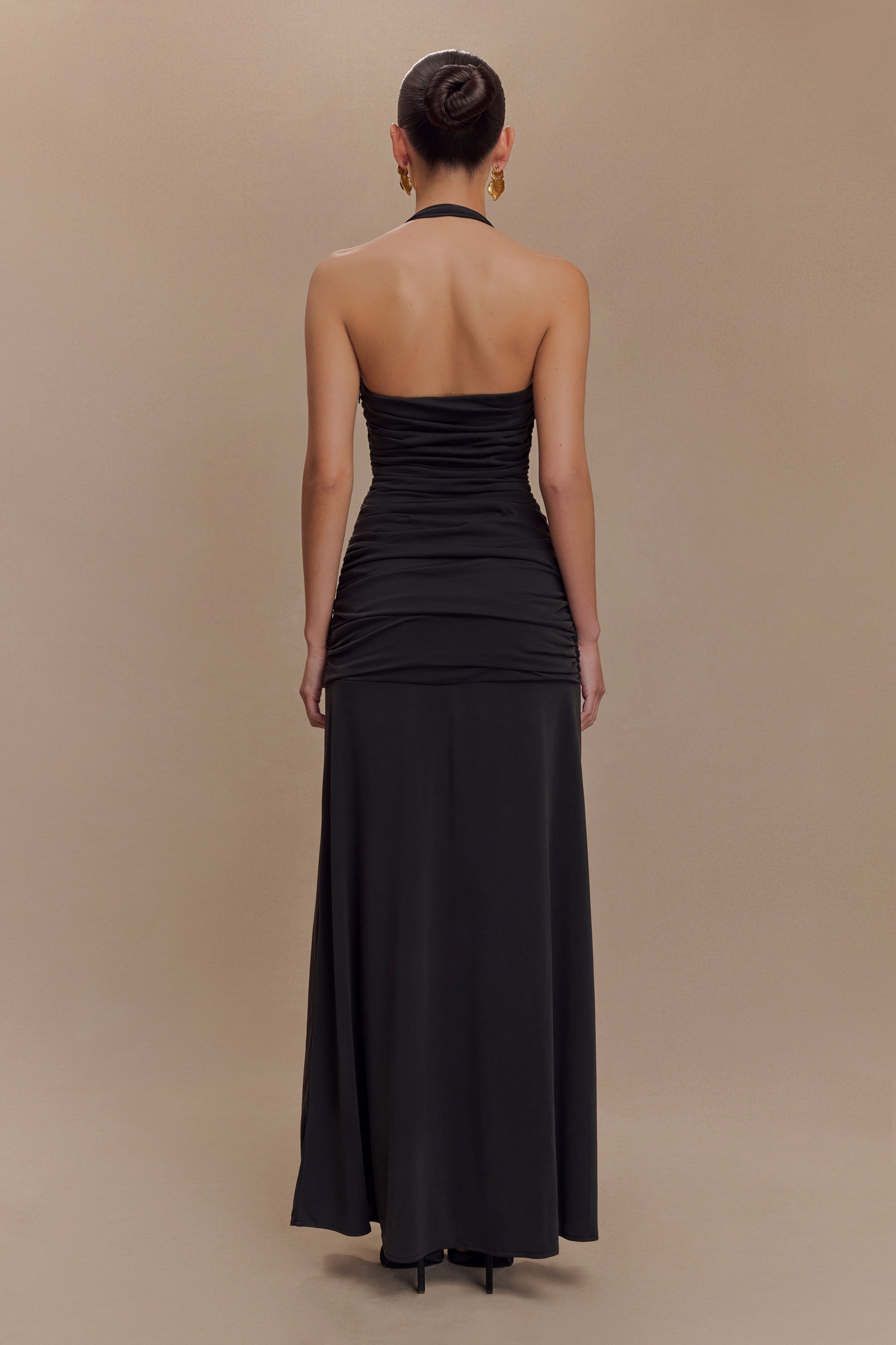 Bentley Peached Jersey Halter Maxi Dress - Black、mySite、solidvoid