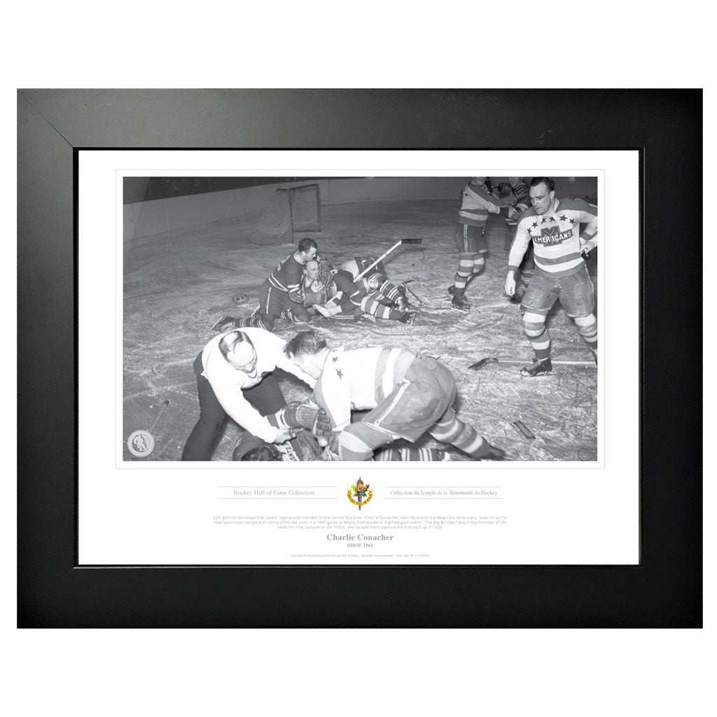 Toronto Maple Leafs Memorabilia - 1961 Charlie Conacher Black & White Classic - 12 x 16 Frame