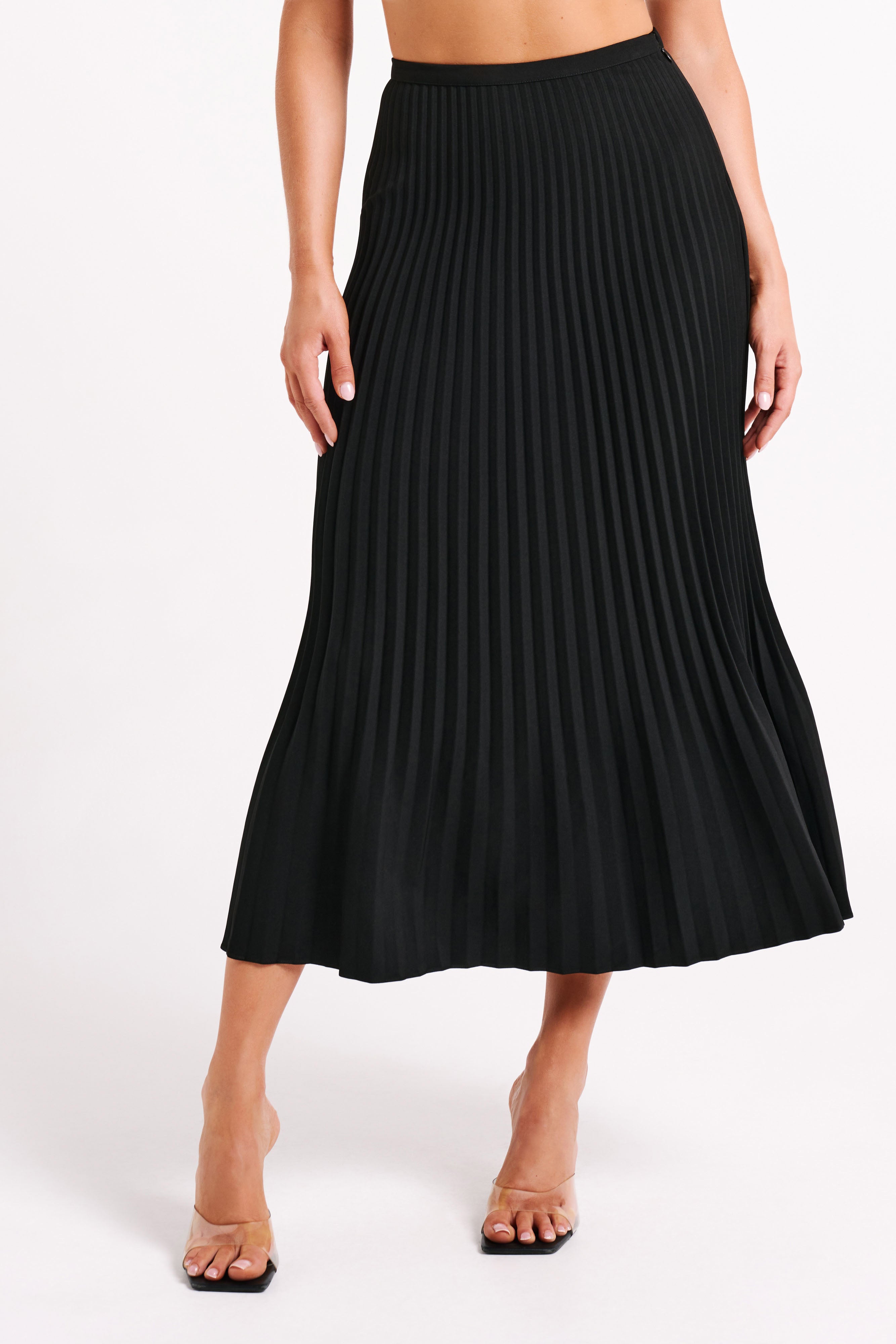 Twyla Pleated Suiting Maxi Skirt - Black、mySite、solidvoid