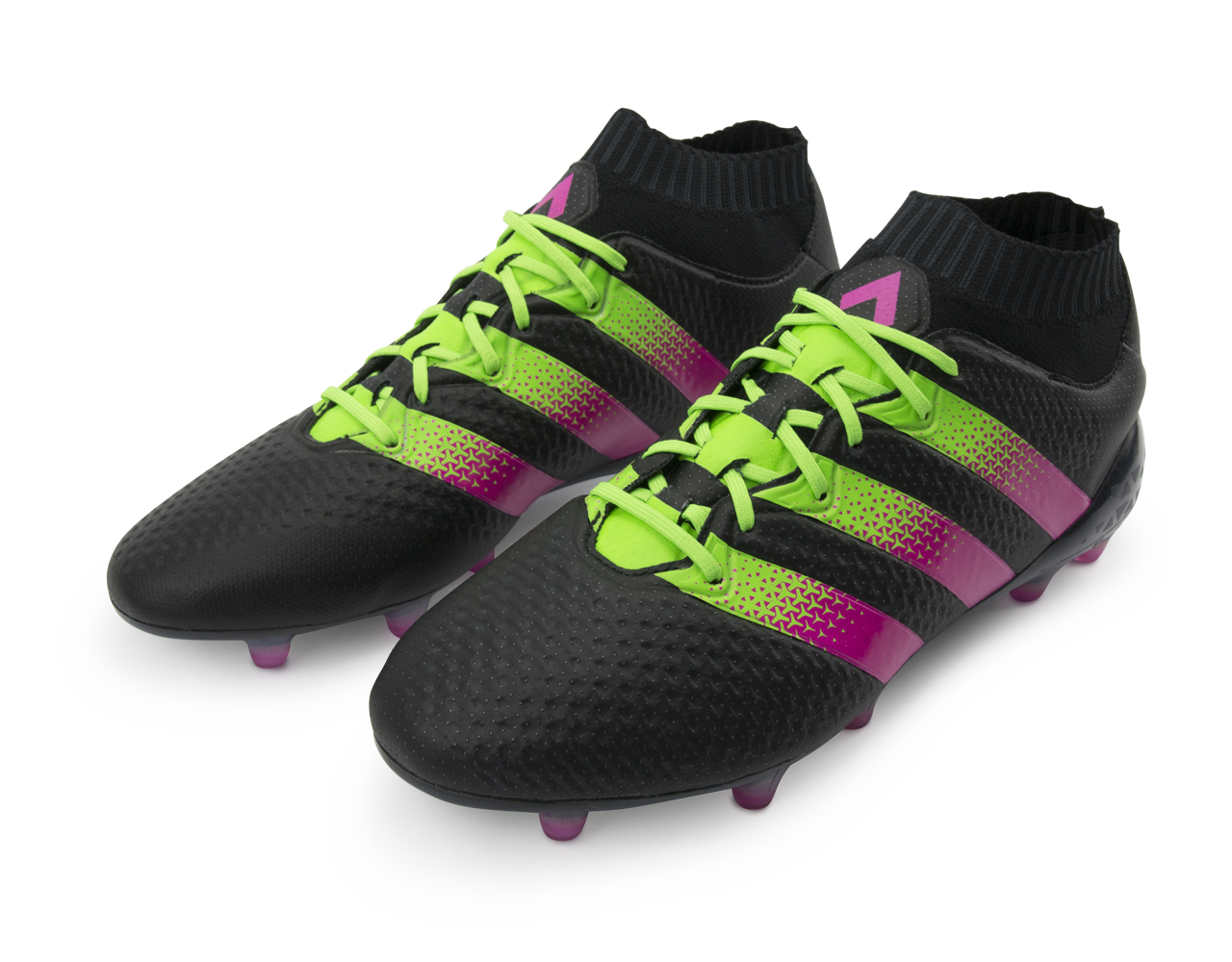 adidas Men's ACE 16.1 PrimeKnit FG/AG Black/Shock Pink/Solar Green、mySite、noshort