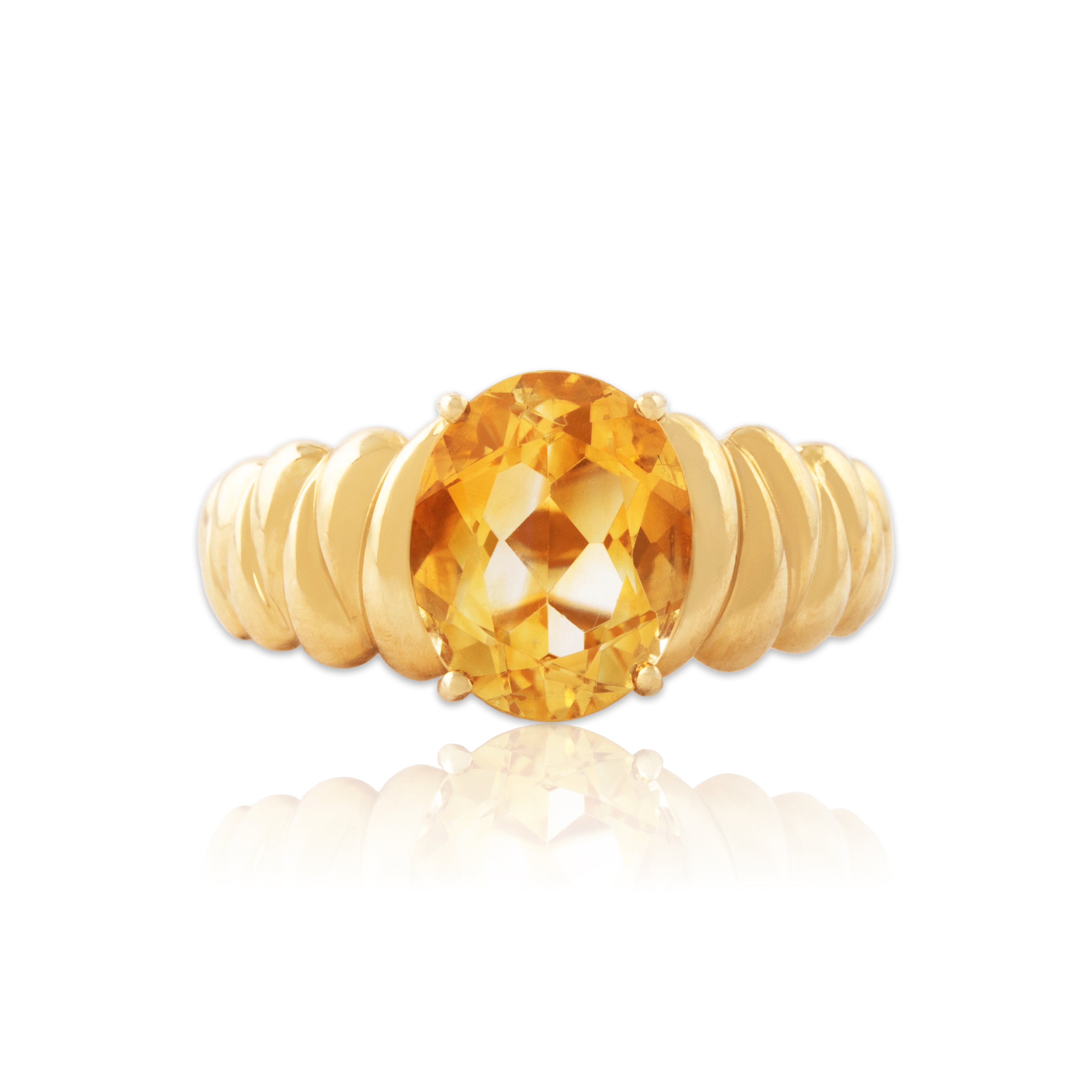 Vintage 14k Yellow Gold 2.88ct Citrine Sunny Cocktail Ring 6.00、mySite、hinf8tx79