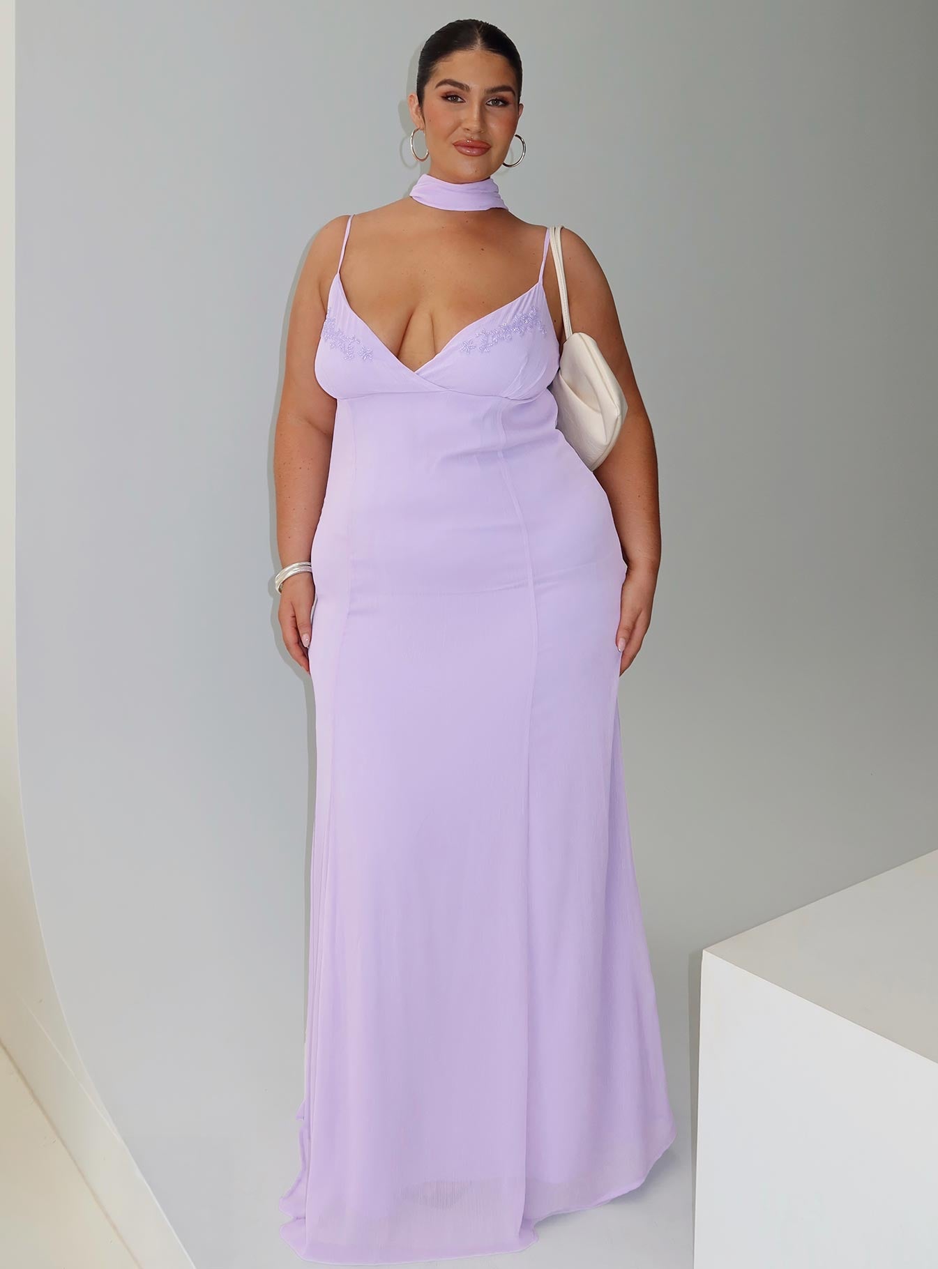Jadira Scarf Maxi Dress Purple Curve、mySite、solidvoid
