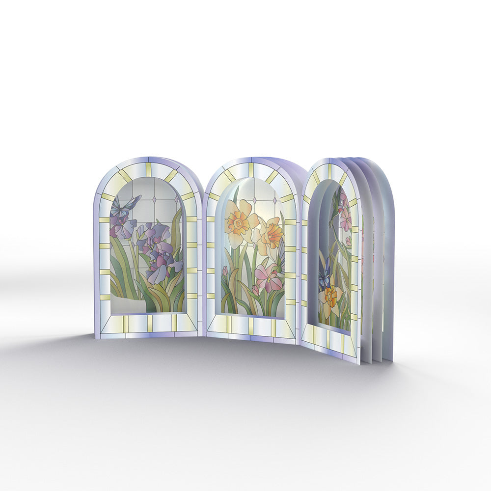 Stained Glass Floral Triptych Pop-Up Gift、mySite、solidvoid