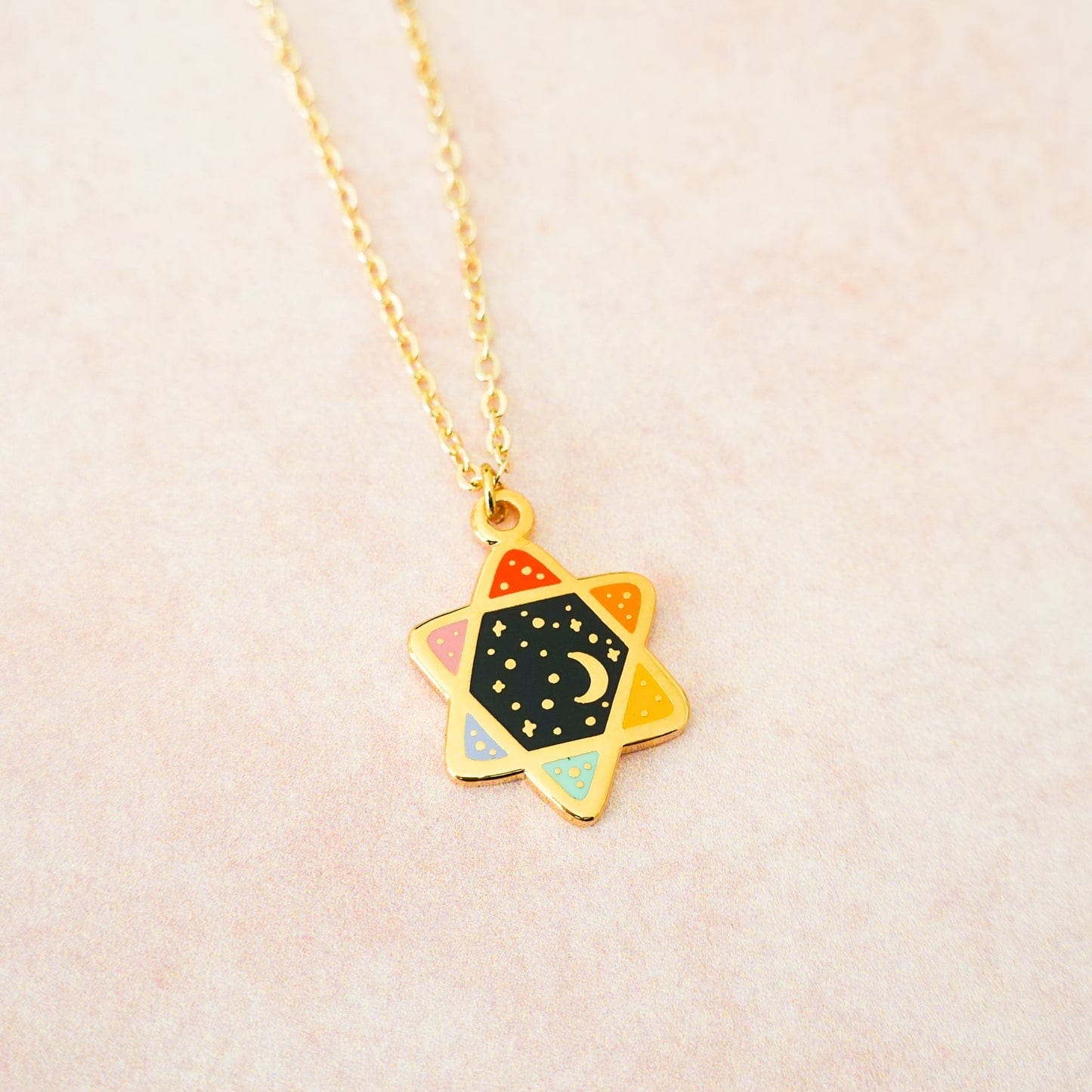 Rainbow Cosmic Star of David Necklace - Saturated、mySite、topwebapps