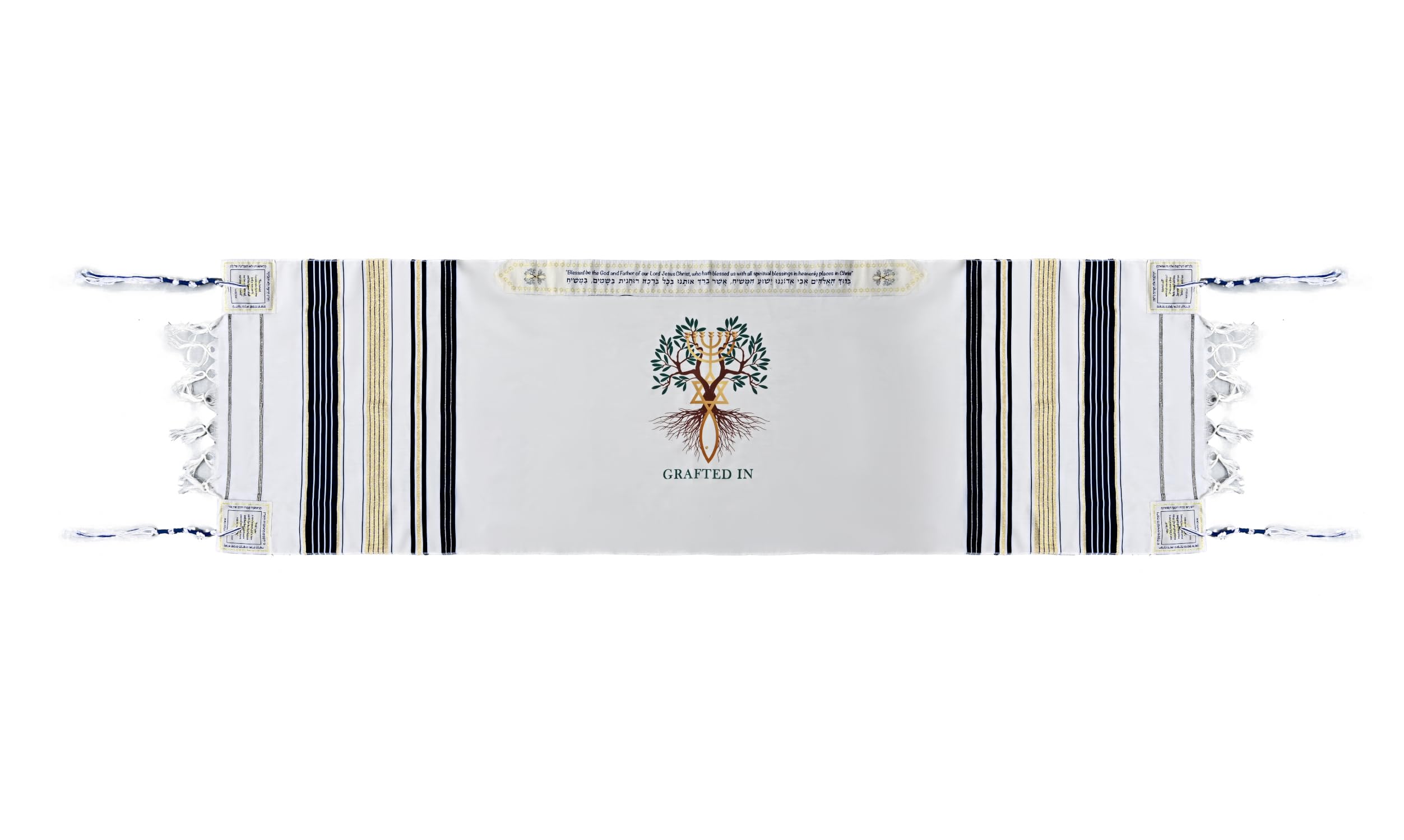  Holy Land Market Grafted IN - Messianic Christian Prayer Shawl/Tallit Prayer Shawl - Creation and Restoration Talit、mySite、elrpsem3k