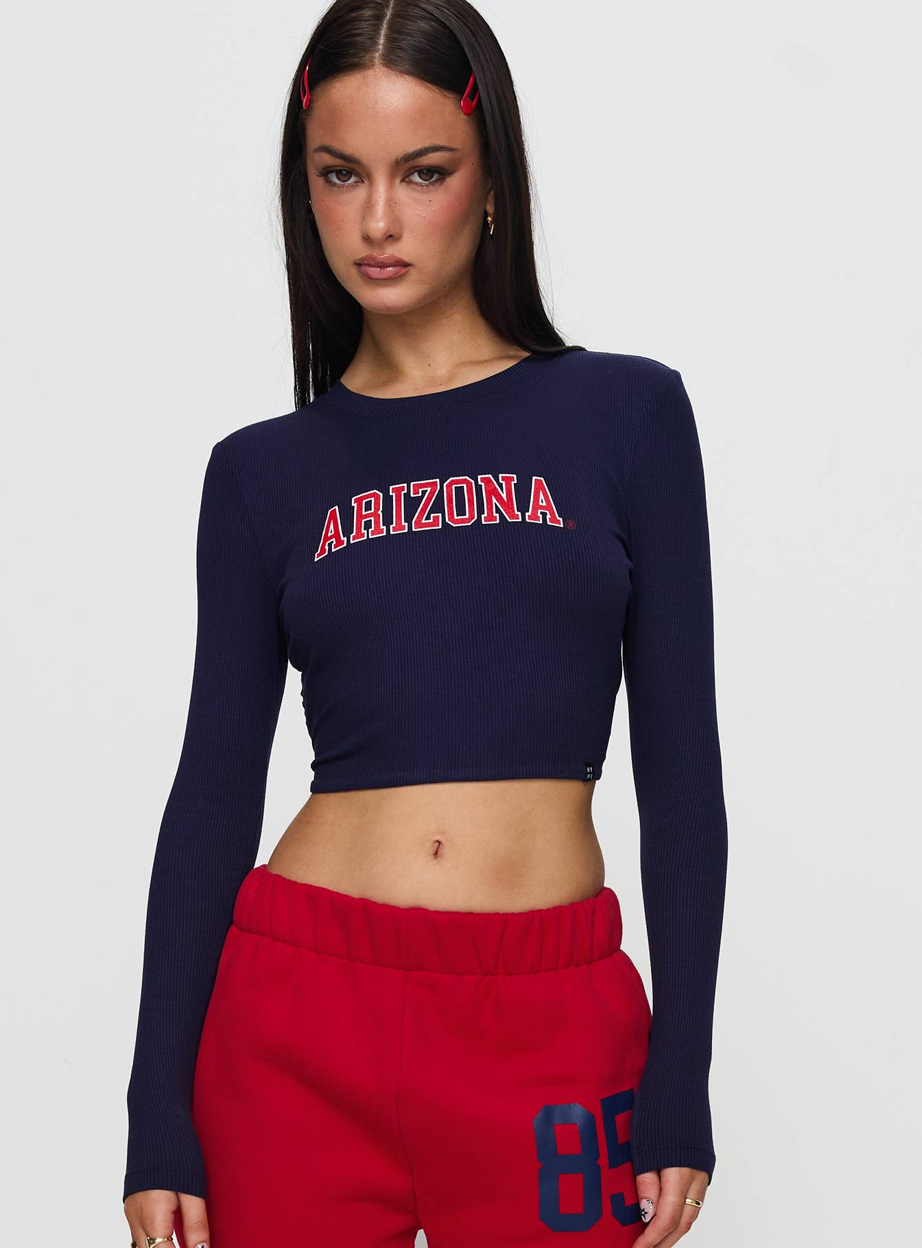U of A Bring It Back Long Sleeve Top Navy、mySite、solidvoid