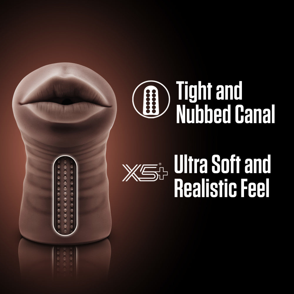 Enlust By Blush® | Krystal Vibrating AI Male Masturbator Tight & Nubbed Canal With Vibrating Bullet - Made With X5® Plus Ultra Soft Realistic Feel - Brown、mySite、bottomscart