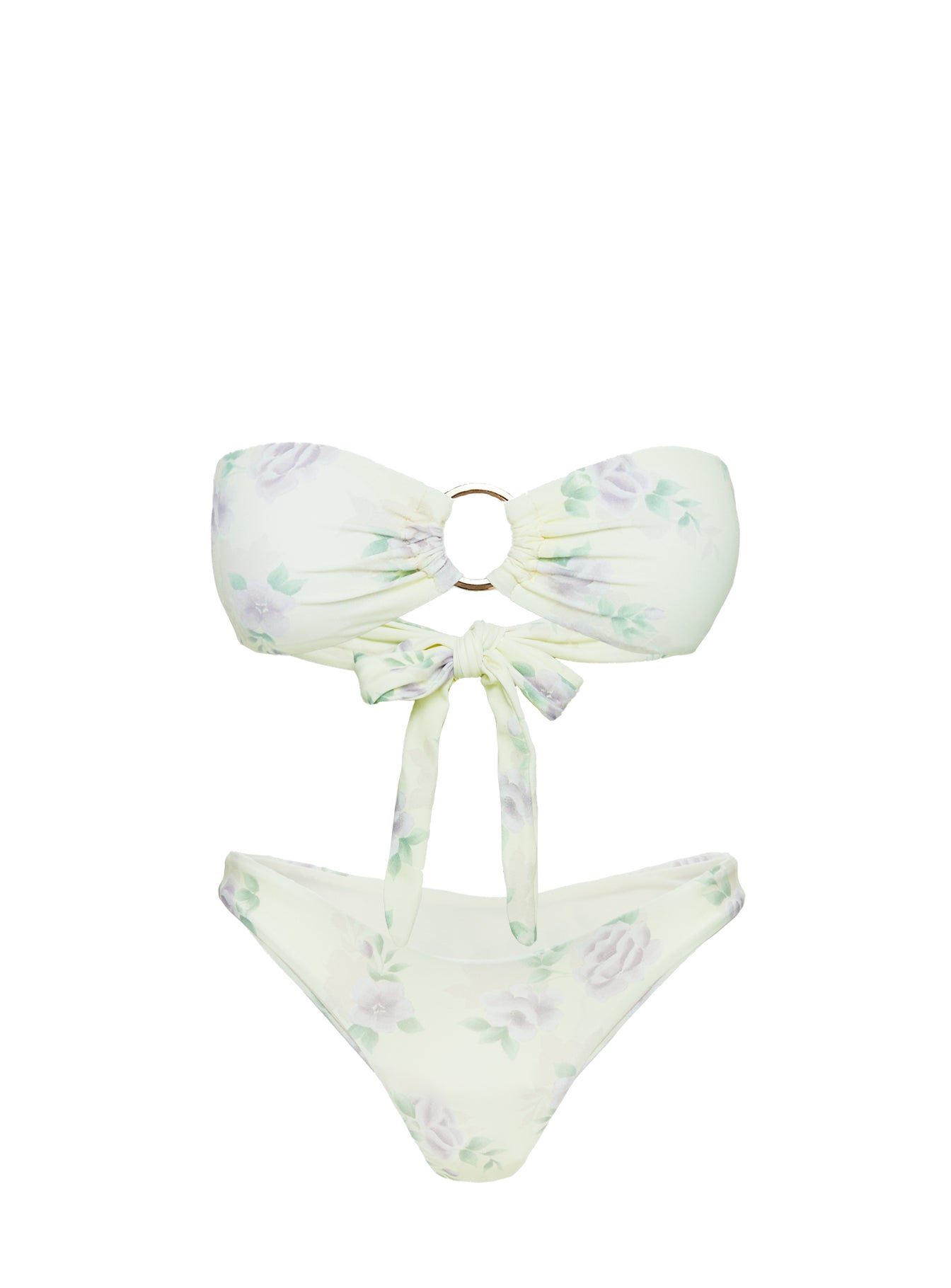 Macs Bandeau Bikini Top Yellow / Purple Floral、mySite、solidvoid