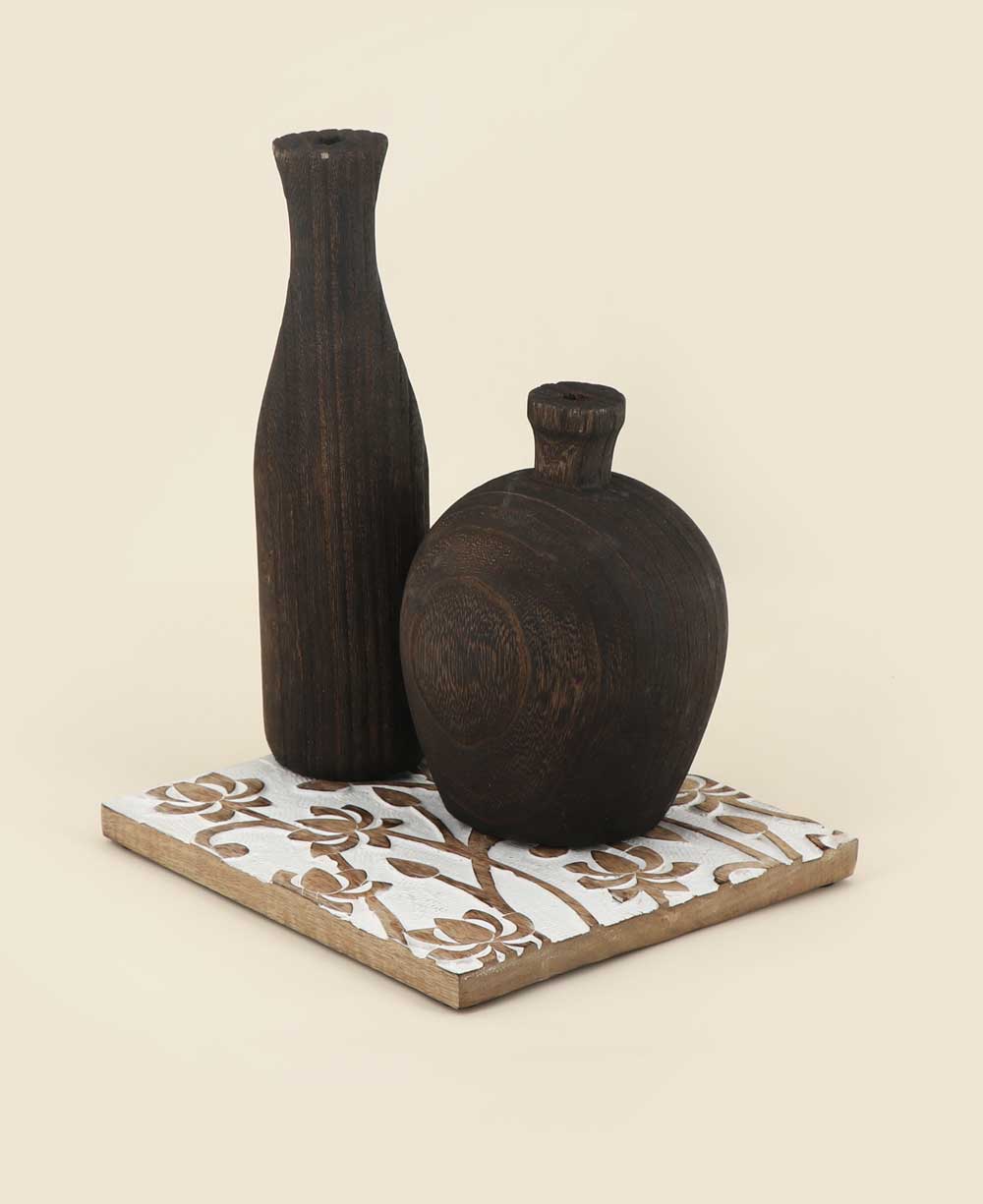 Fairtrade Hand Carved Lotus Wood Square Trivet、mySite、topwebapps