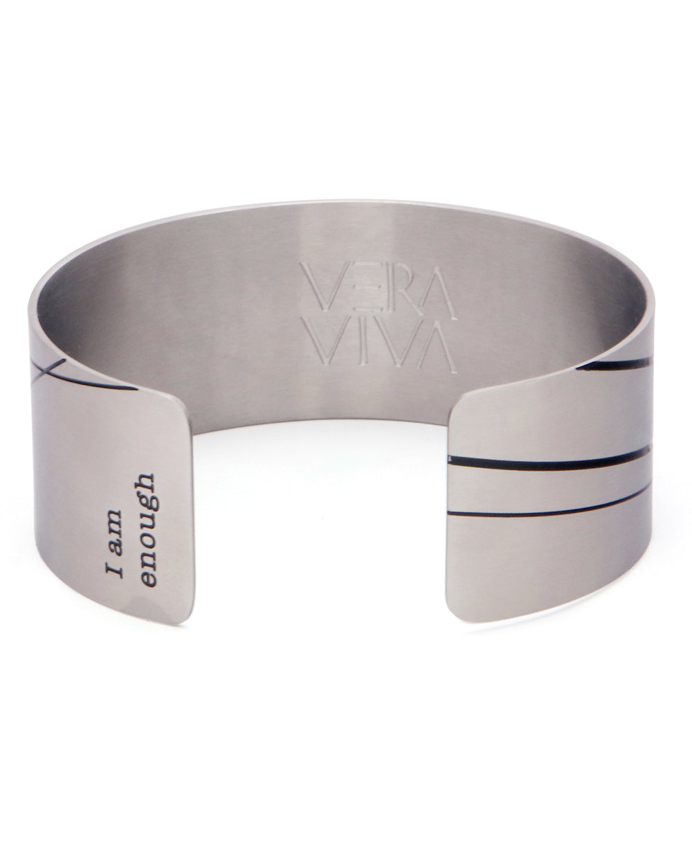 Hidden Mantra I Am Enough Bird Cuff Bracelet, Stainless Steel、mySite、topwebapps
