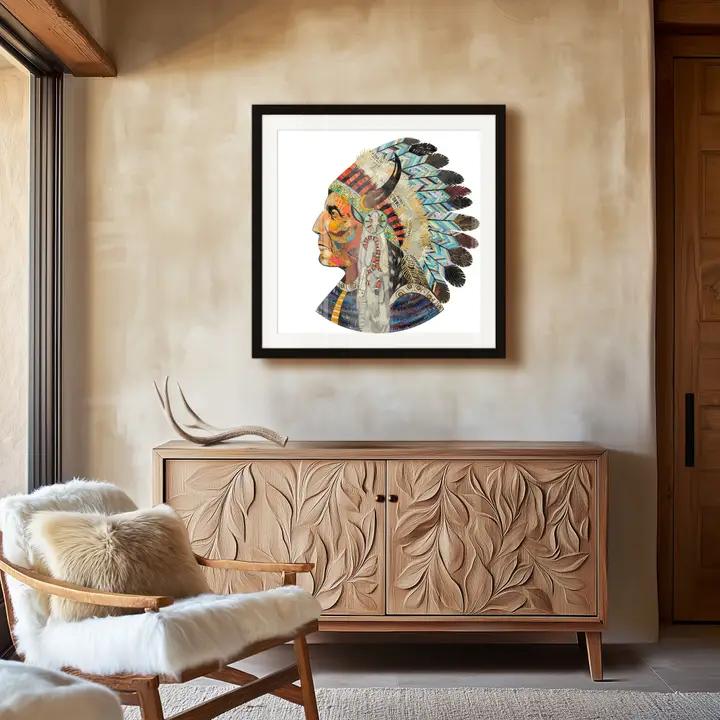 Art Print | Native American Art | Wisdom + Courage (Chief)、mySite、g9winljtr
