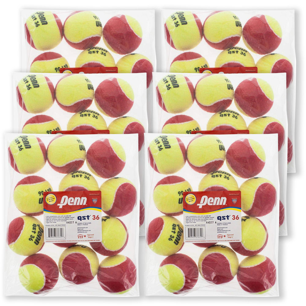 Penn QST 36 Quick Start Red Junior Tennis Balls - Case of 72