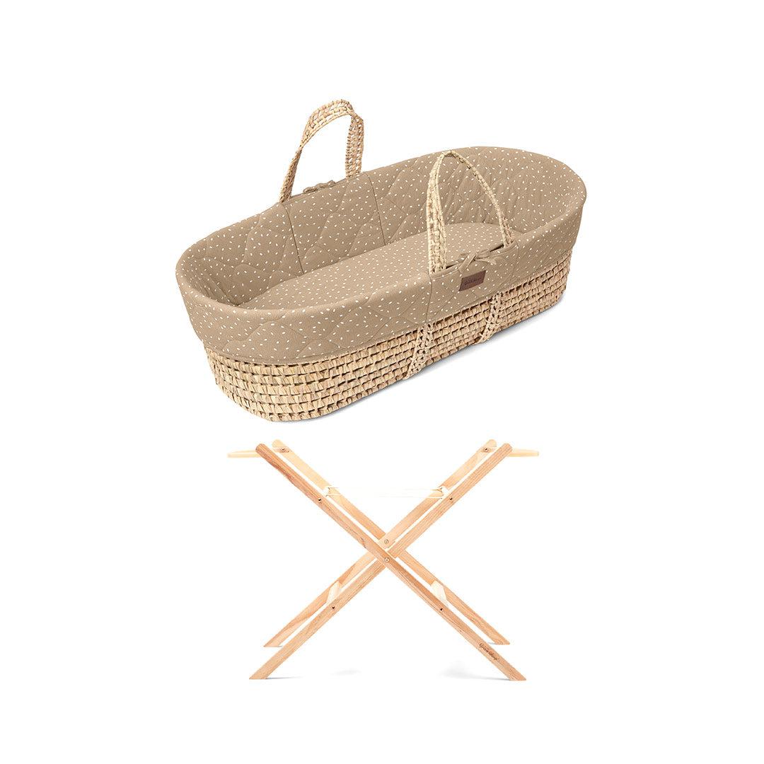  The Little Green Sheep Natural Quilted Moses Basket - Mattress + Static Stand、mySite、merchandisen