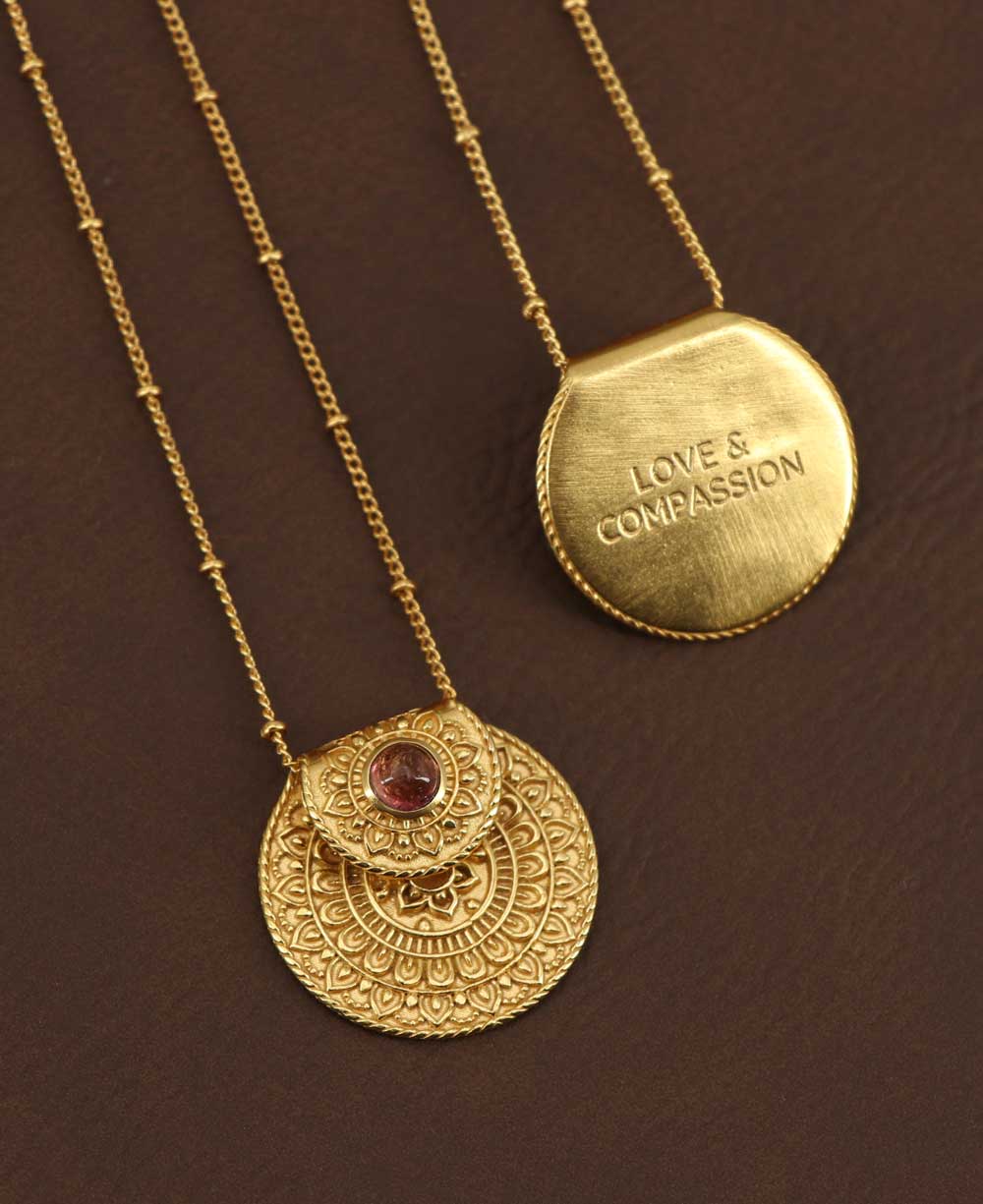 Inspirational Gold Plated Mandala Necklace with Tourmaline Stone、mySite、topwebapps
