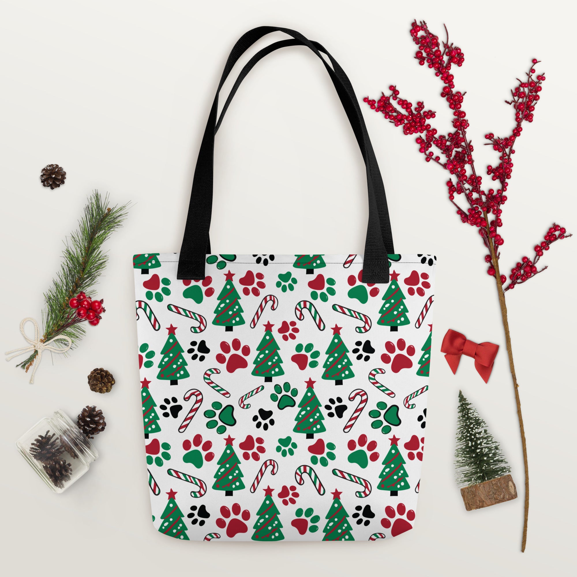 Christmas Paws & Candy Canes Tote Bag、mySite、camillekostekn
