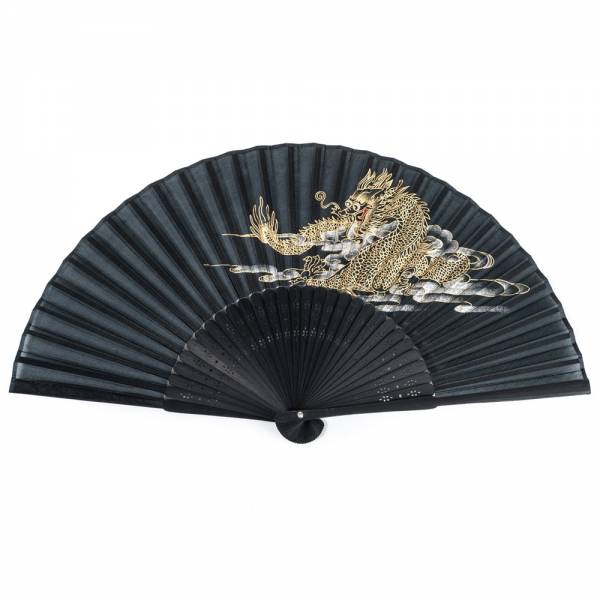 Black Dragon Silk & Bamboo Japanese Folding Fan、mySite、topwebapps