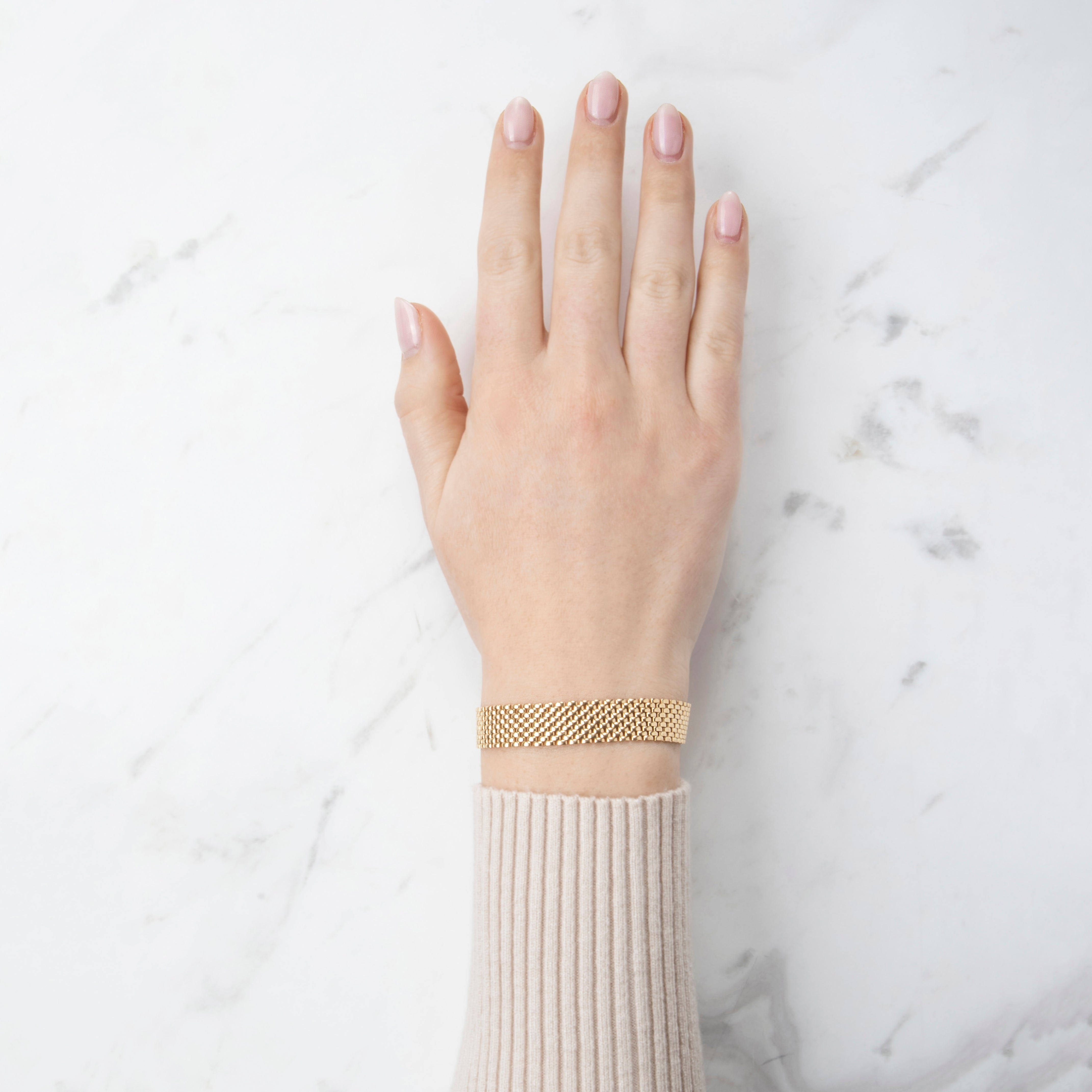 Vintage Italian 14k Yellow Gold Interwoven Mesh Bracelet 7.25、mySite、hinf8tx79